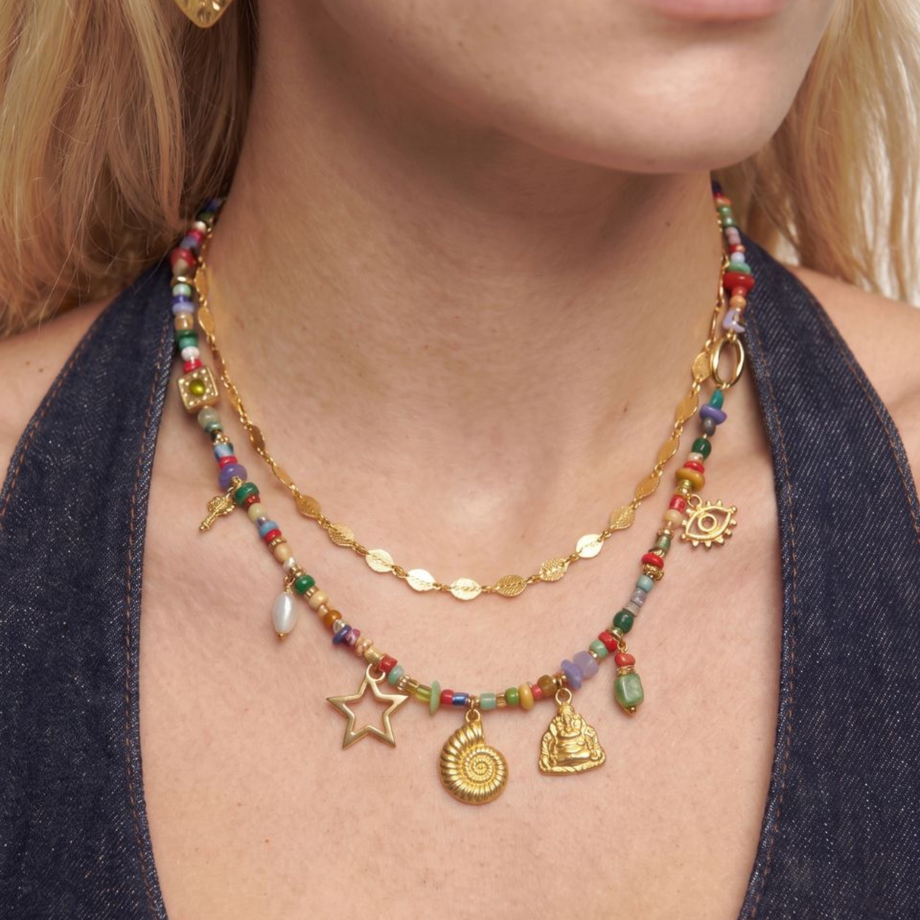 GOLDEN NOMAD ÇOK RENKLİ CHARM KOLYE