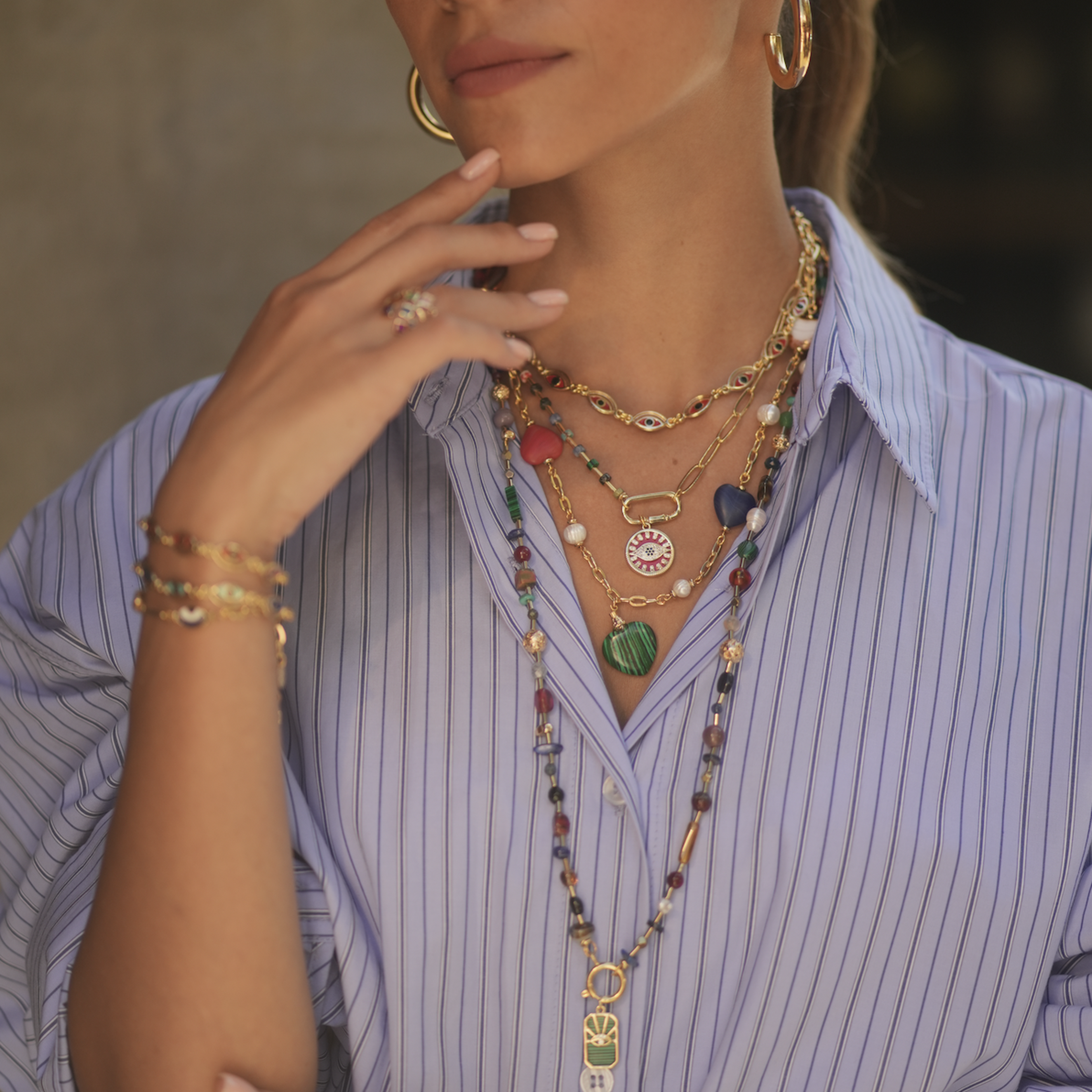 CLEOPATRA KIRMIZI NAZAR GÖZ KOLYE