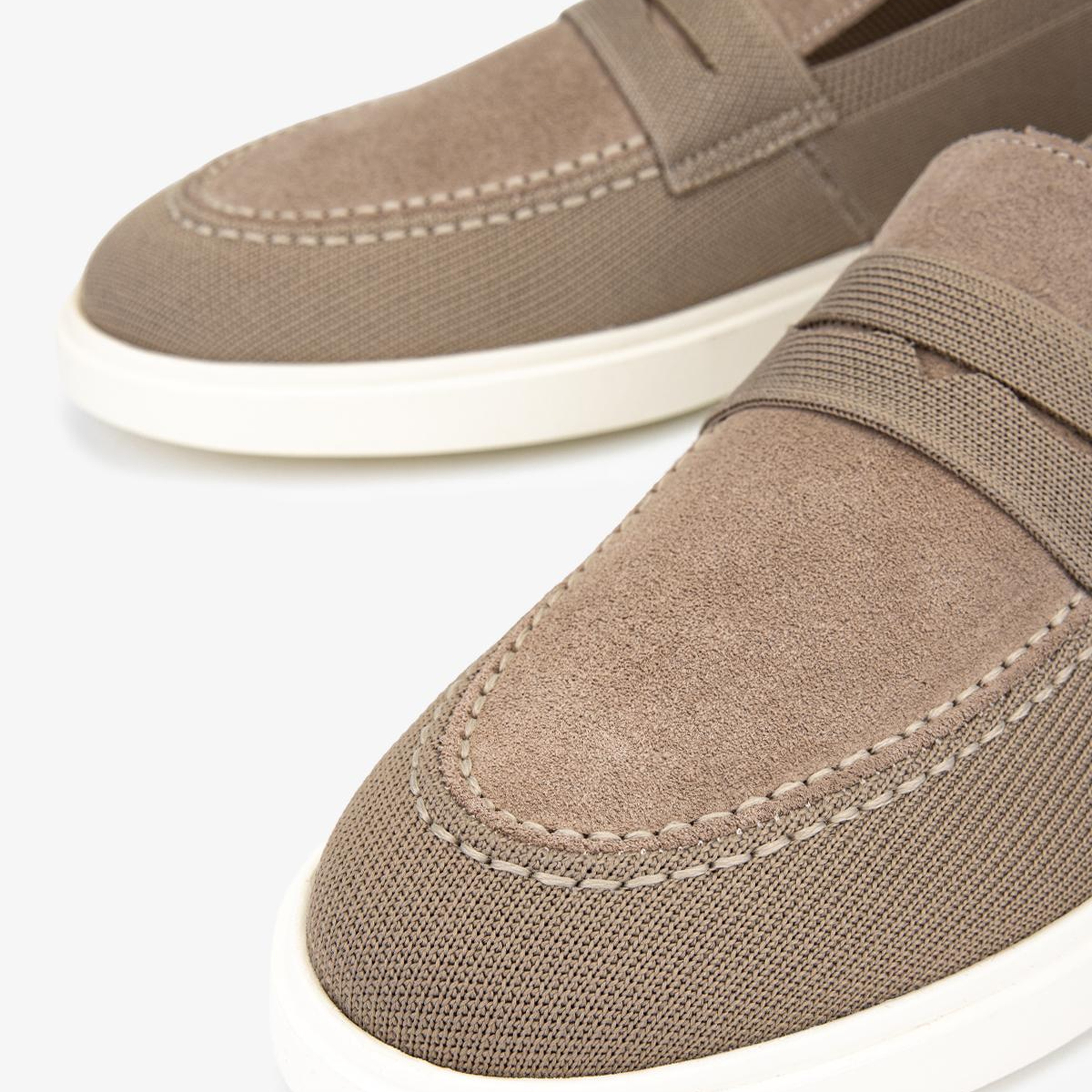 Valmenti Erkek Deri & Tekstil Bej Süet Loafer Ayakkabı