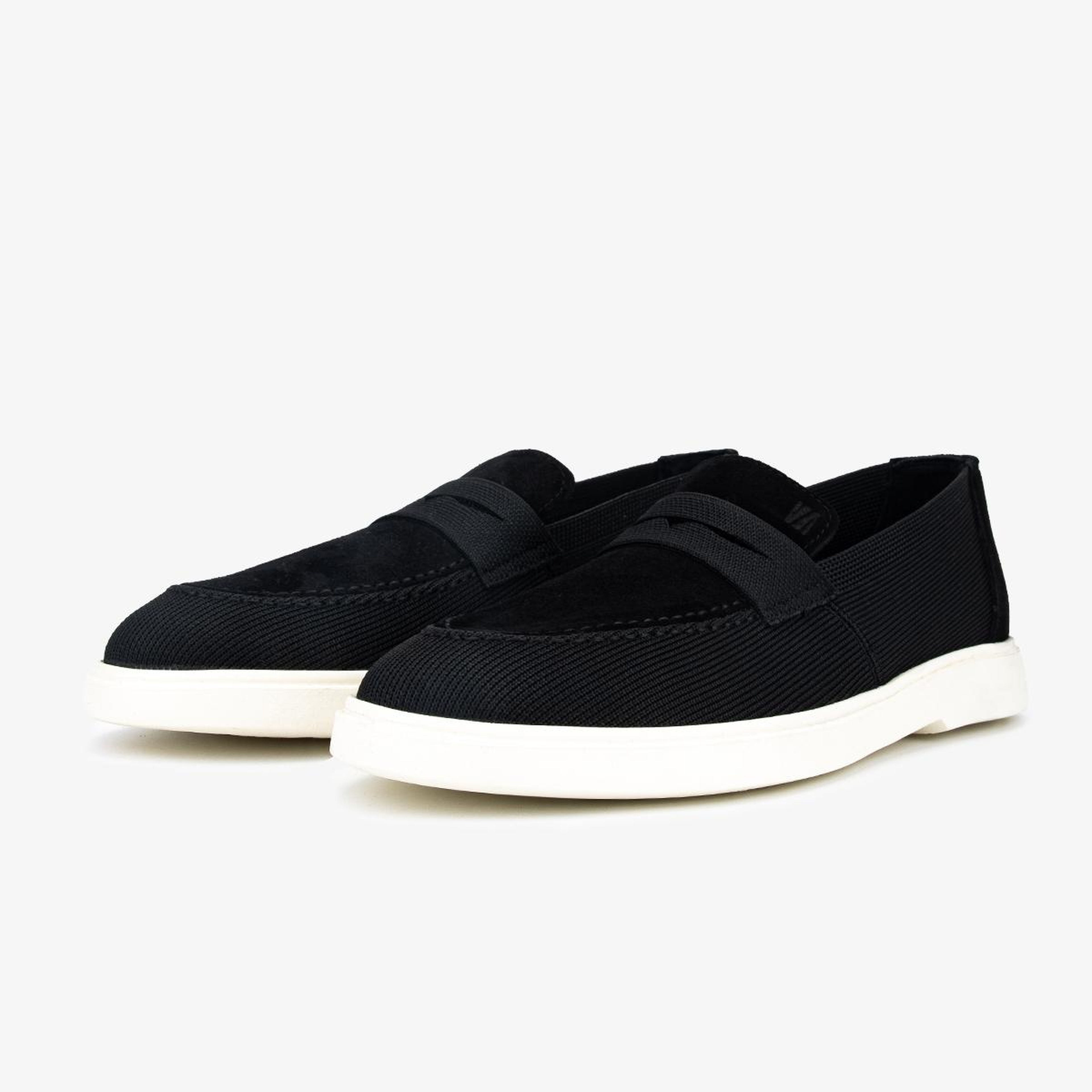 Valmenti Erkek Deri & Tekstil Siyah Süet Loafer Ayakkabı