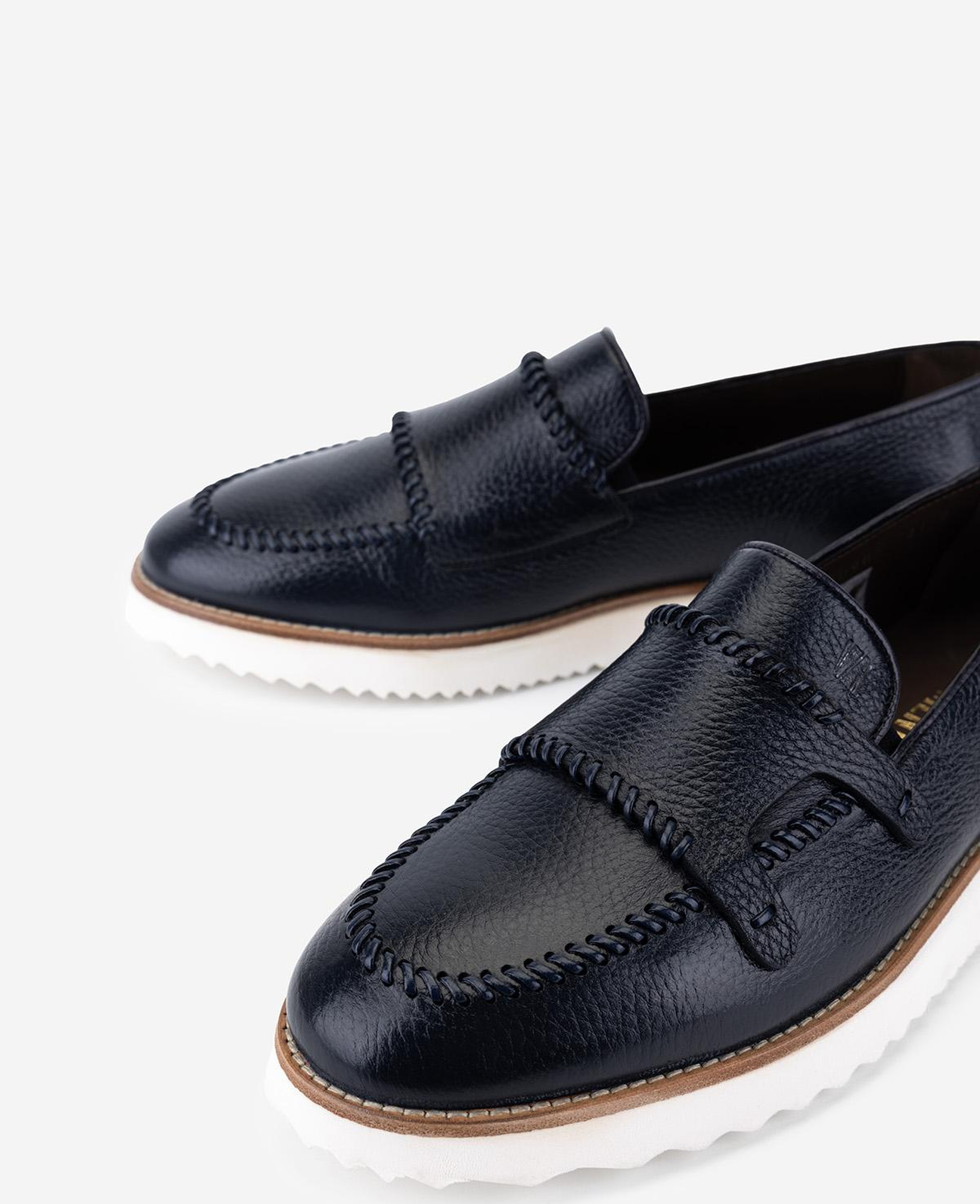 Valmenti Erkek Hakiki Deri Lacivert Loafer Ayakkabı