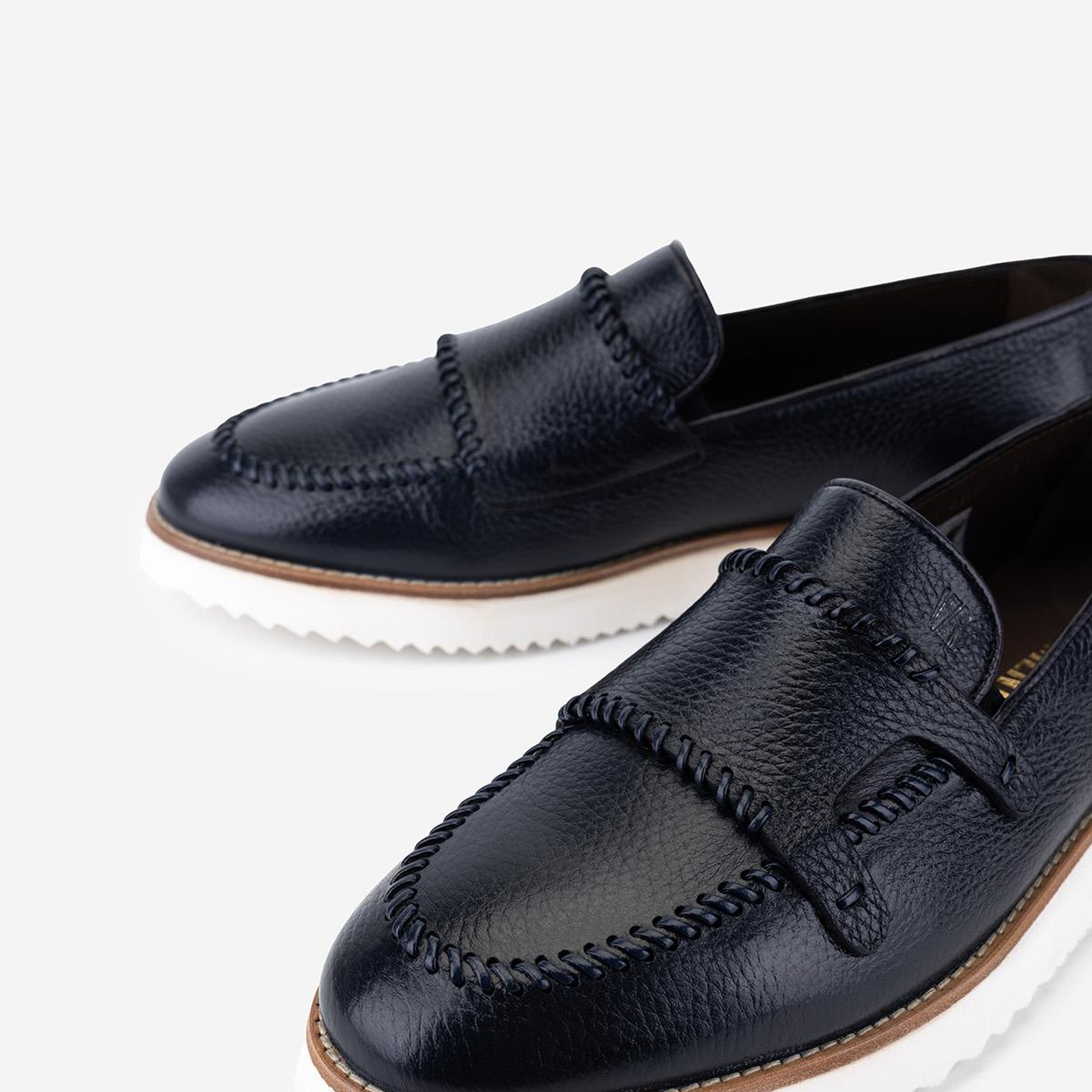 Valmenti Erkek Hakiki Deri Lacivert Loafer Ayakkabı