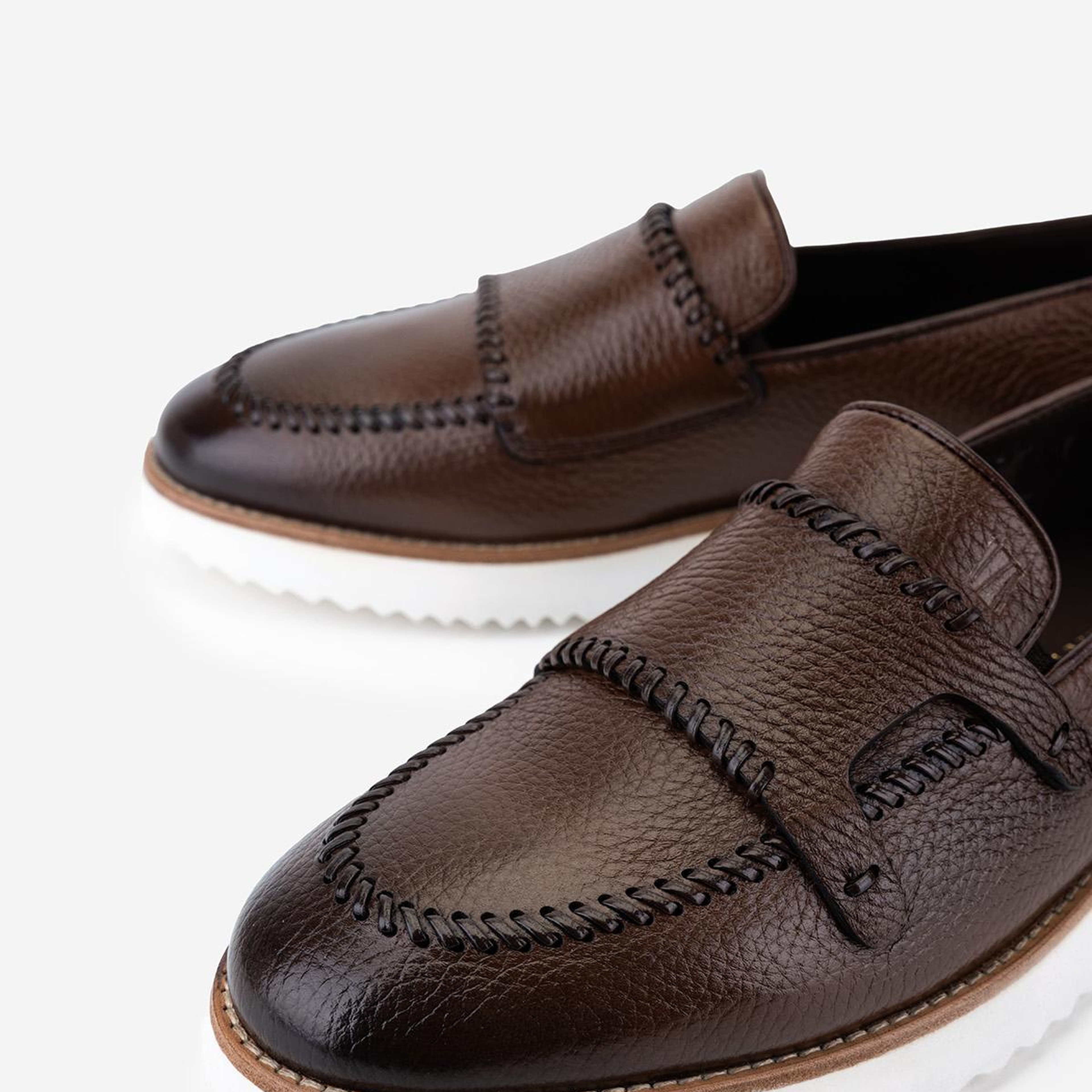 Valmenti Erkek Hakiki Deri Taba Loafer Ayakkabı