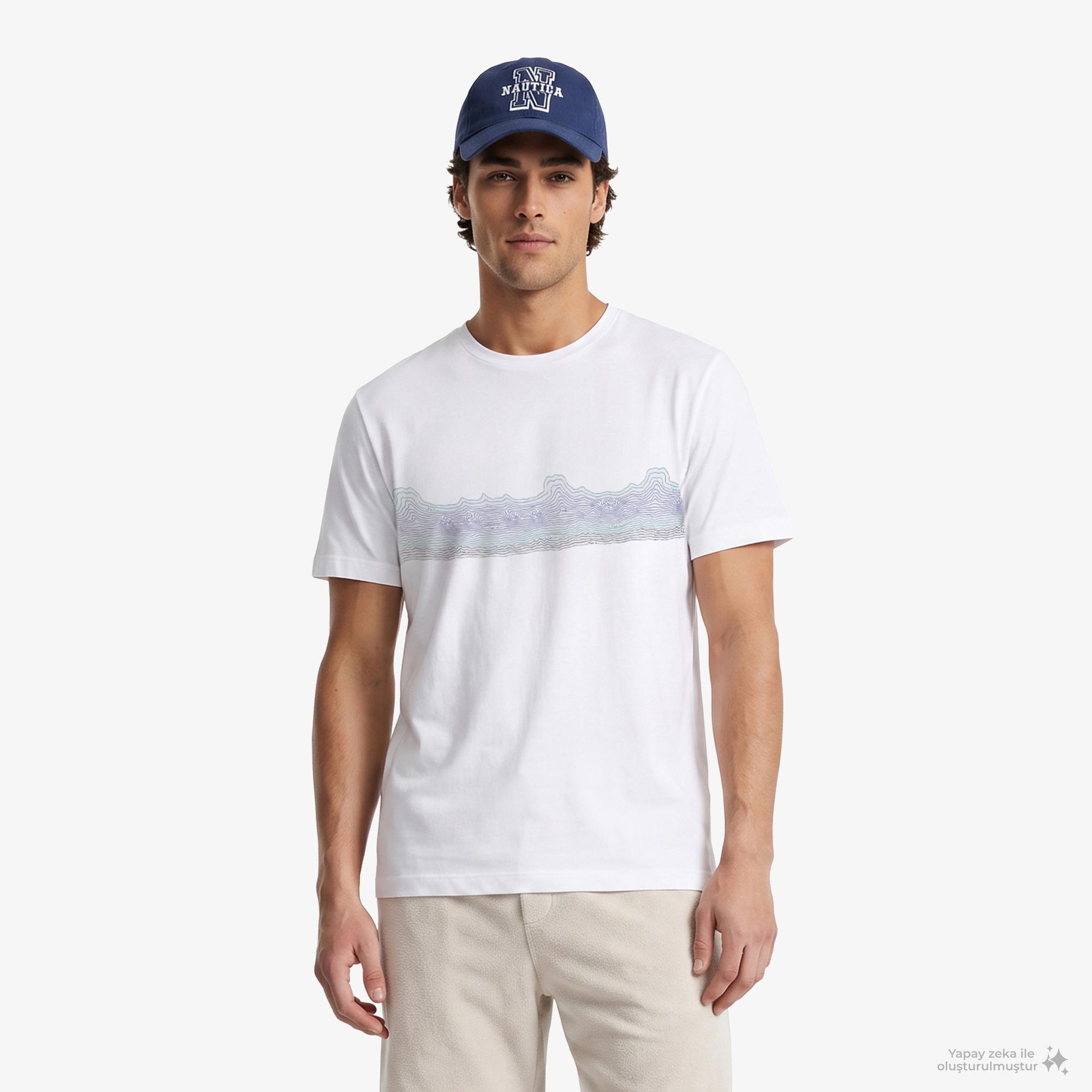 Nautica Erkek Beyaz Regular Fit T-Shirt