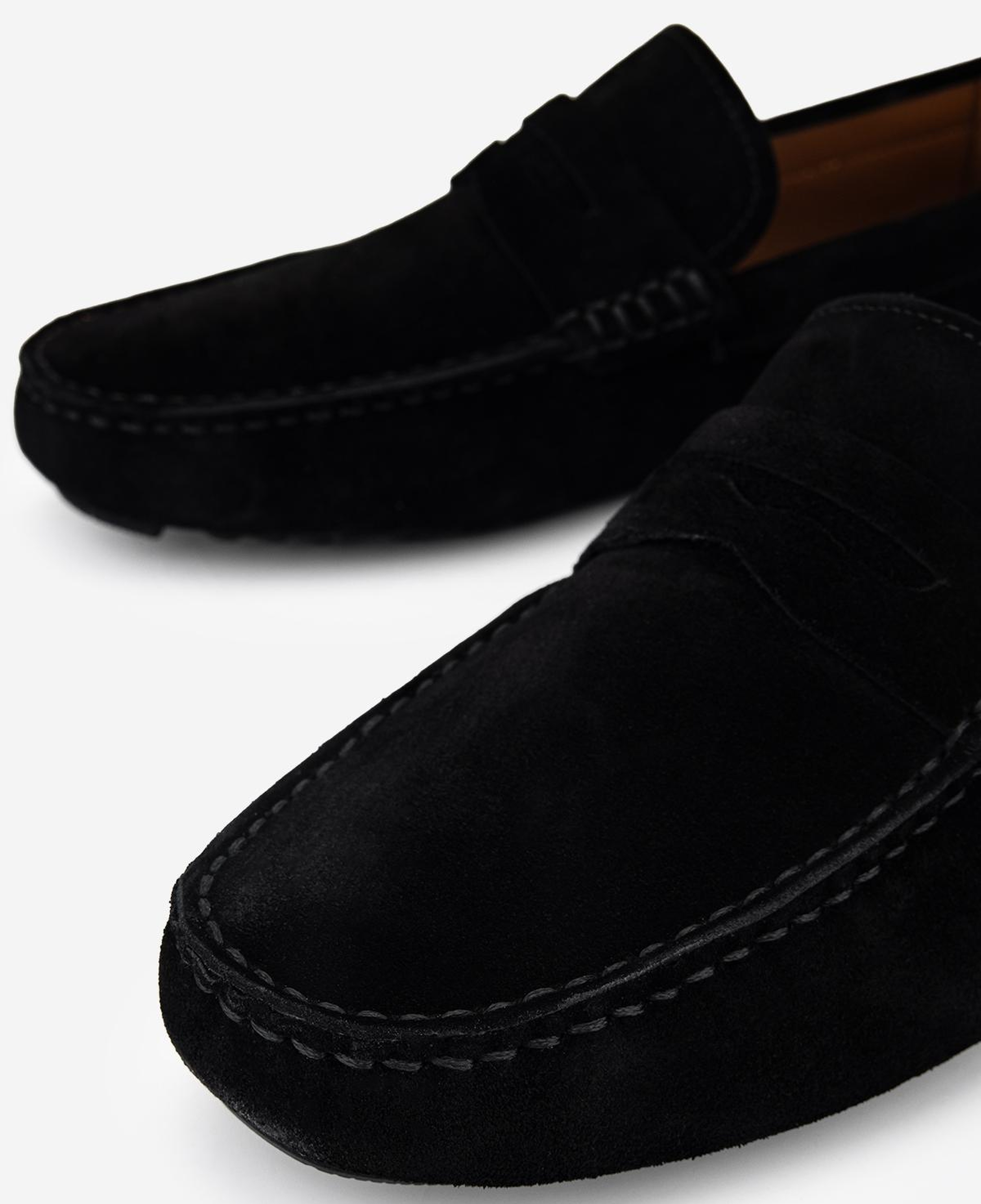 Valmenti Erkek Hakiki Deri Siyah Süet Loafer Ayakkabı