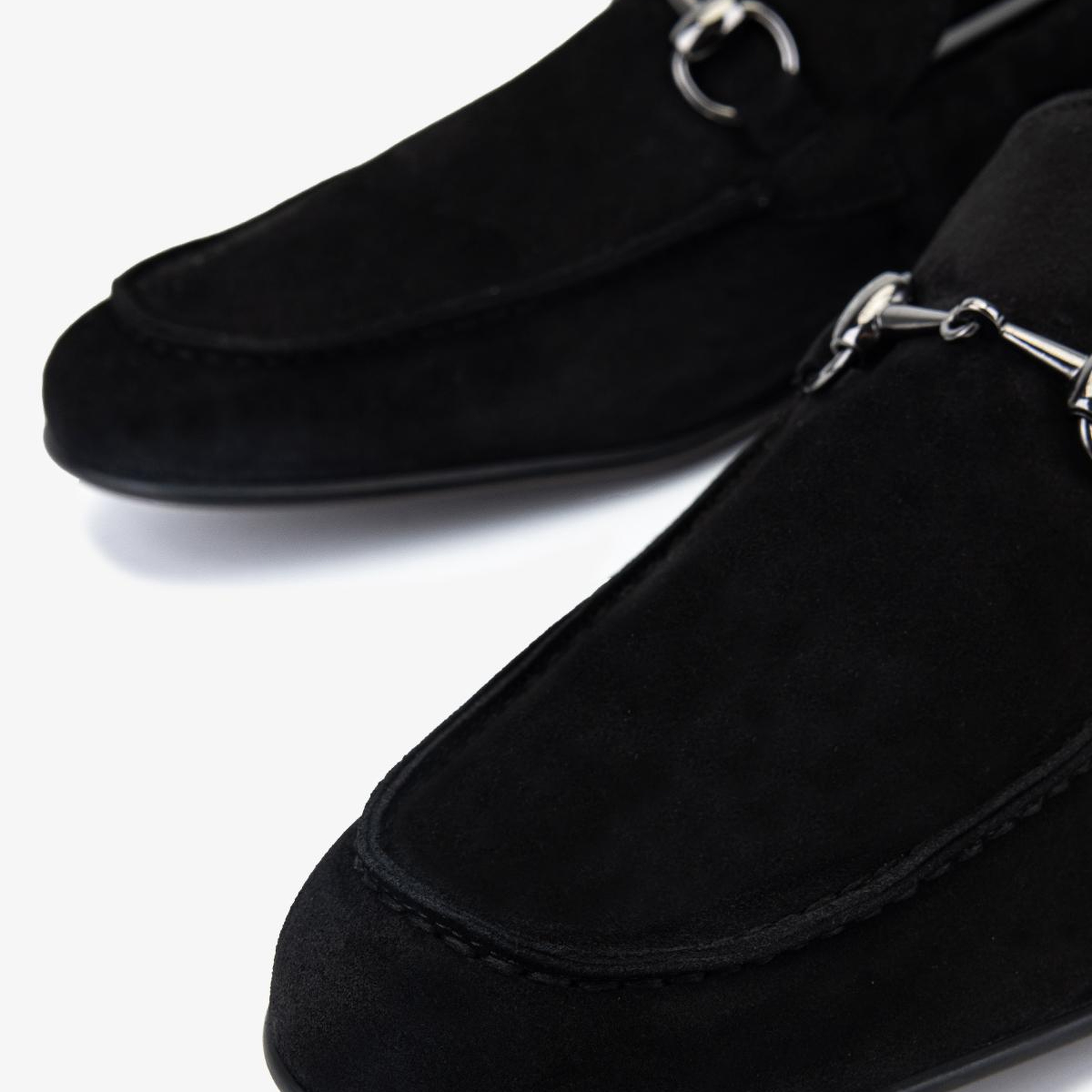 Valmenti Erkek Hakiki Deri Siyah Süet Loafer Ayakkabı