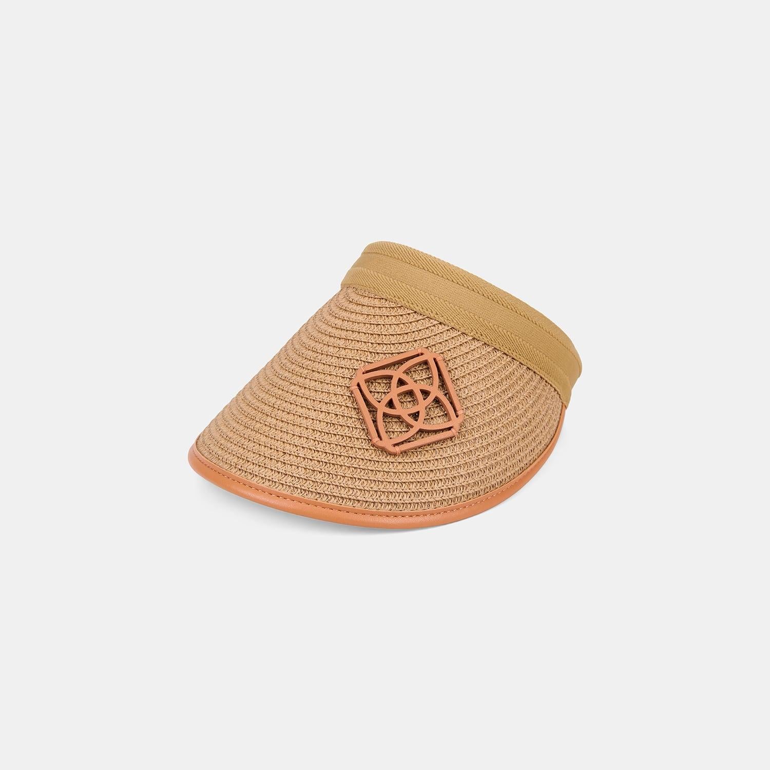 Kadın Turuncu Monogram Logolu Hasır Vizör Şapka