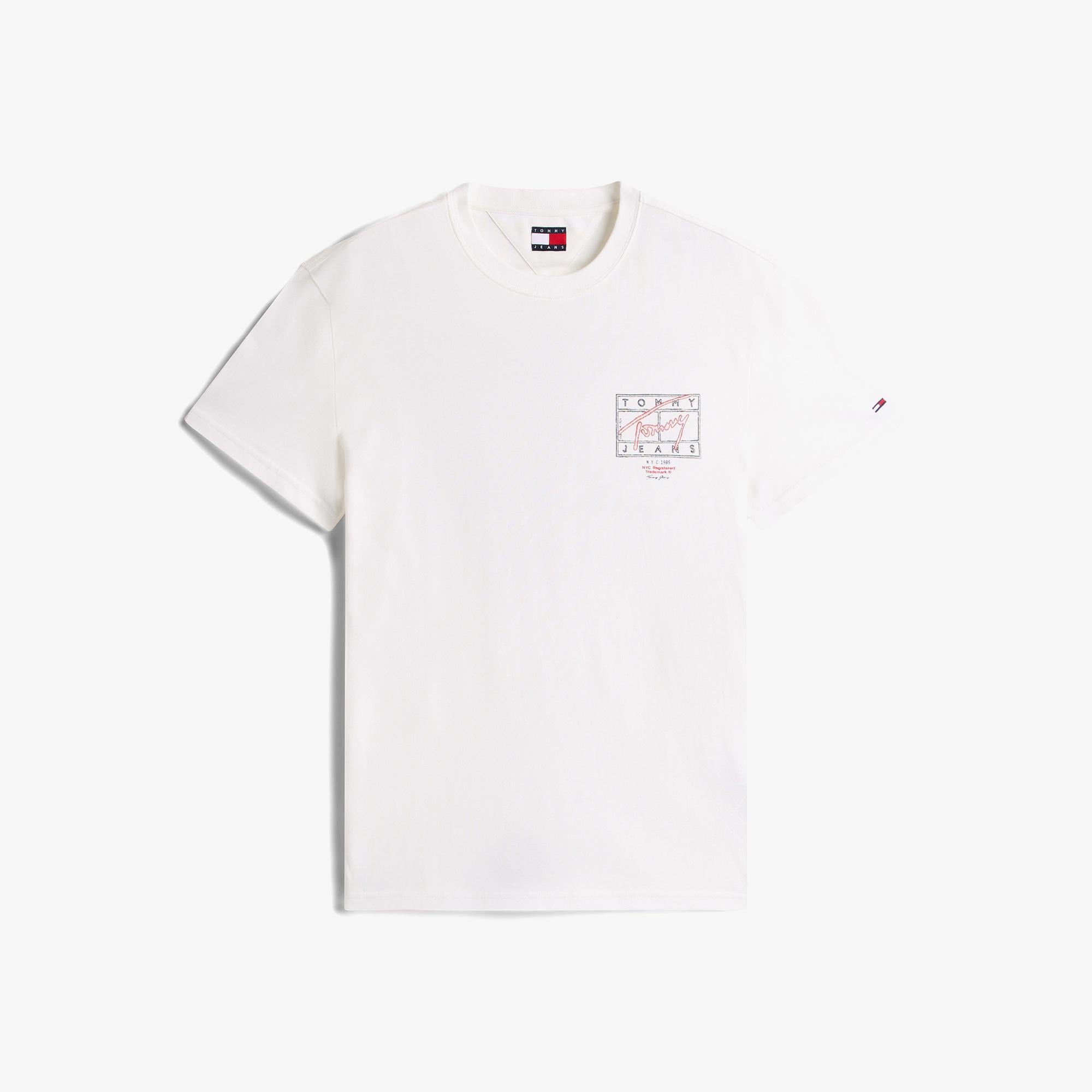 Tommy Hilfiger Regular Sign Spray Erkek Beyaz T-Shirt