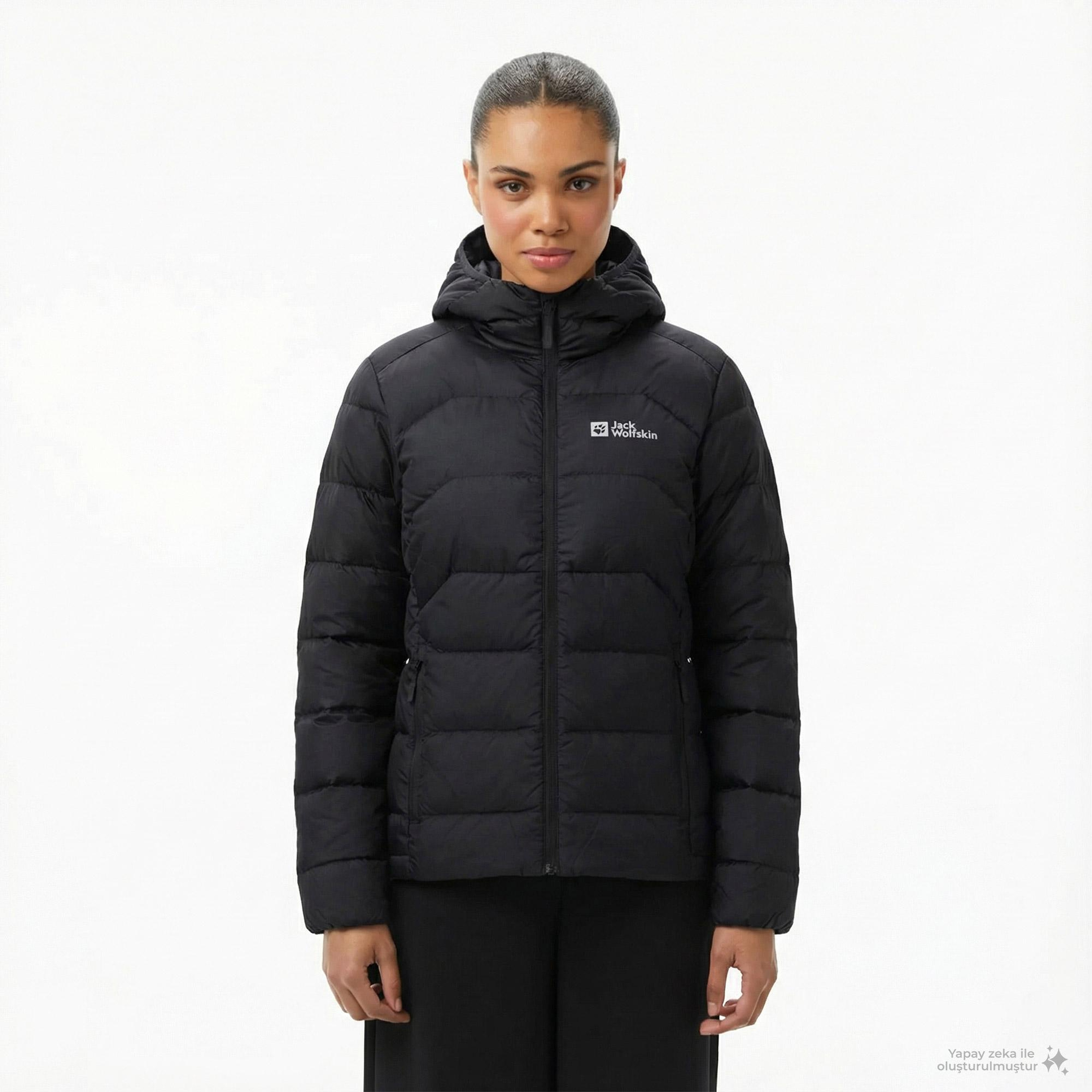 Jack Wolfskin Ather Down Hoody Rds Kadın Siyah Outdoor Sweatshirt