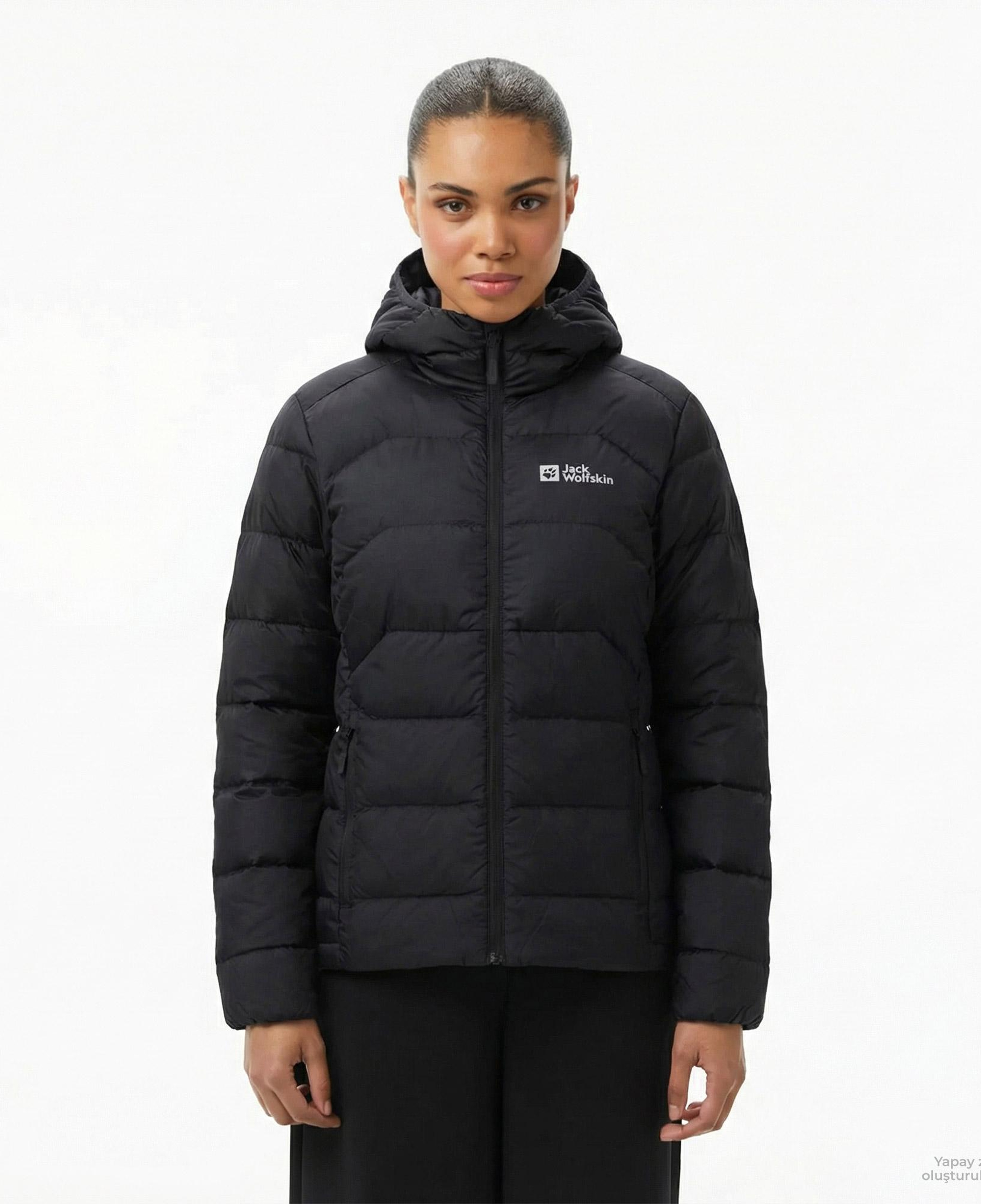 Jack Wolfskin Ather Down Hoody Rds Kadın Siyah Outdoor Sweatshirt