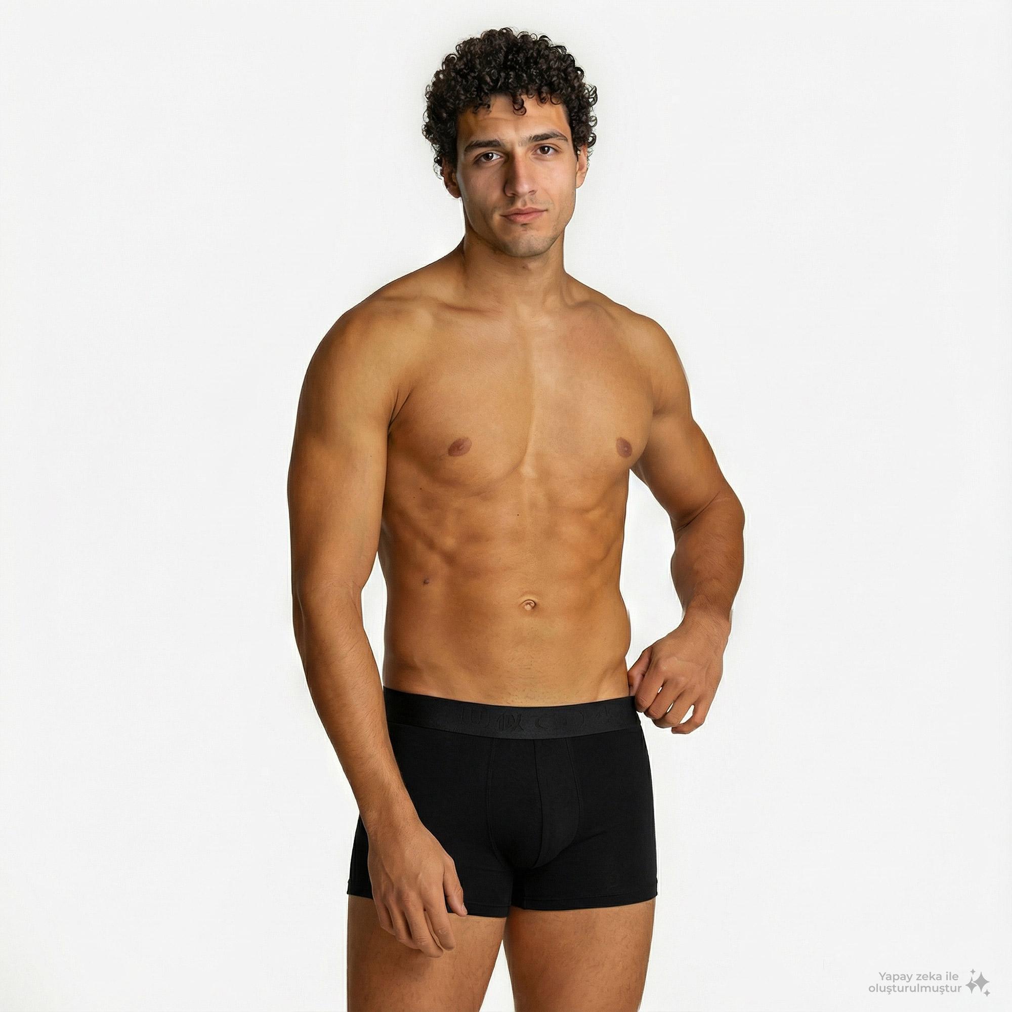 UNITED4 Classic 3lü Erkek Siyah Boxer
