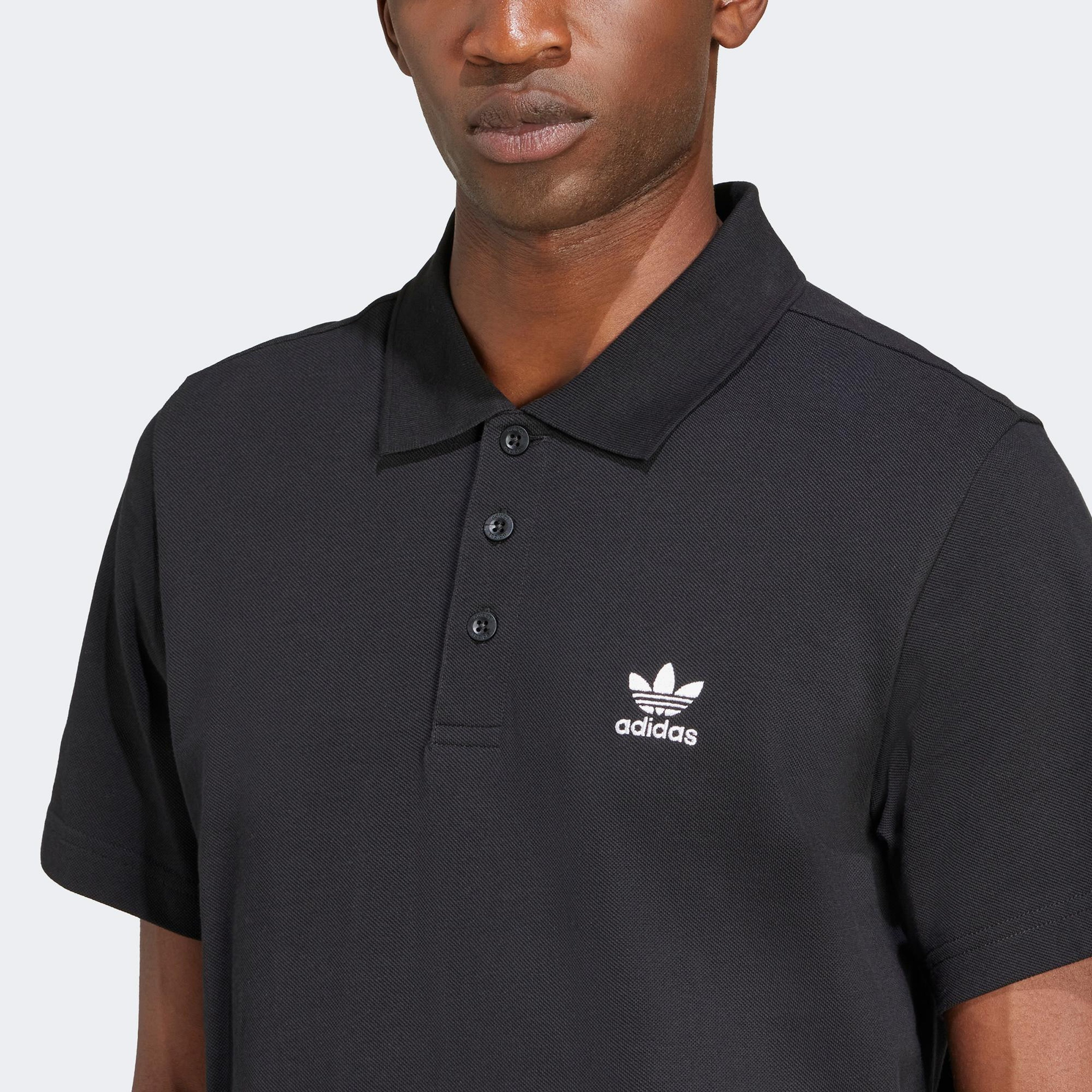 adidas Trefoil Essentials Erkek Siyah Polo T-Shirt