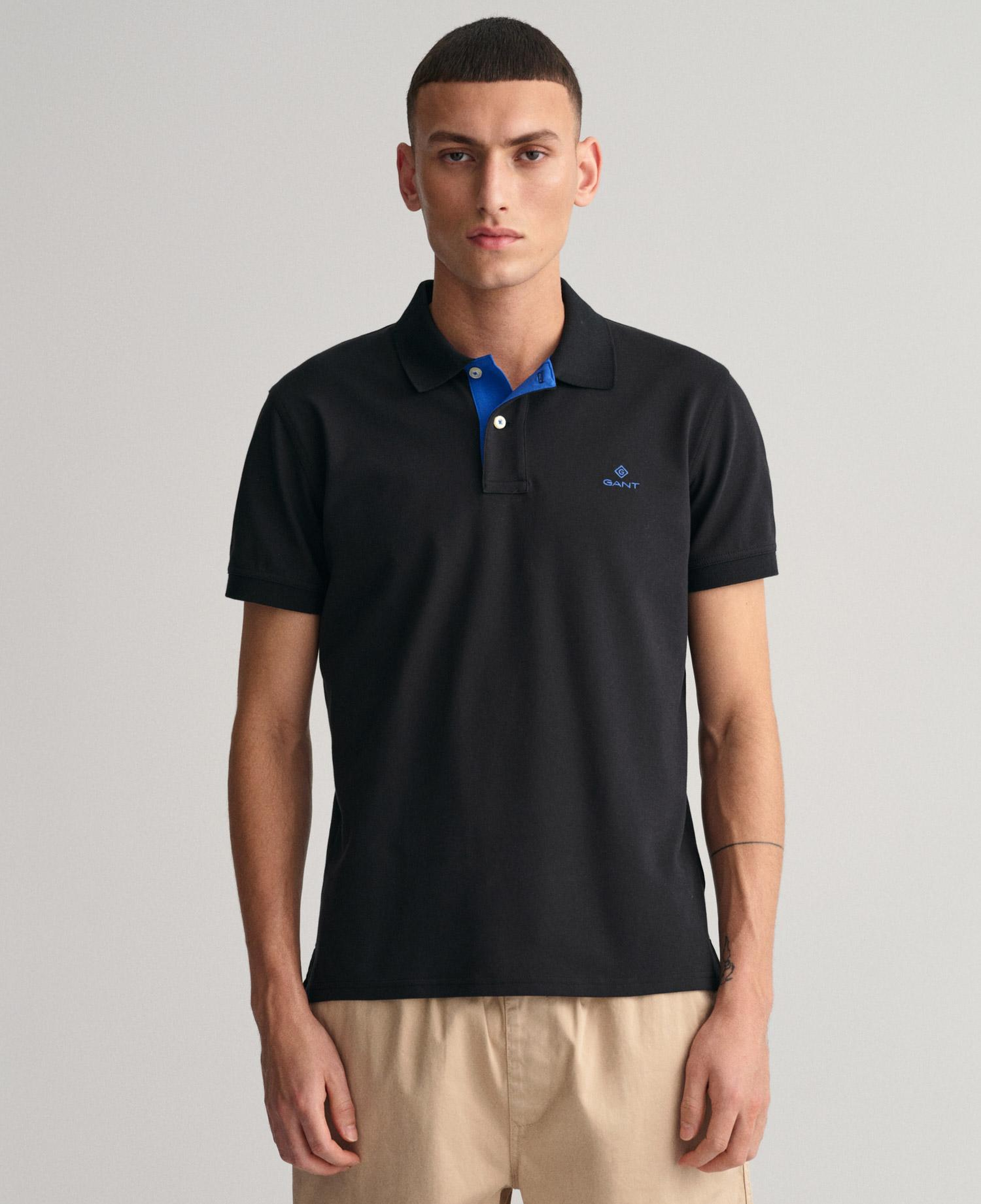 GANT Erkek Siyah Slim Fit Polo