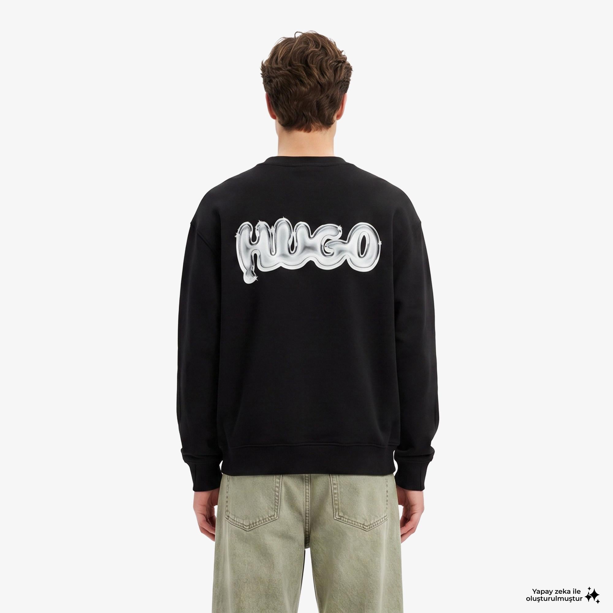 Hugo Nyrocrew Erkek Siyah Sweatshirt