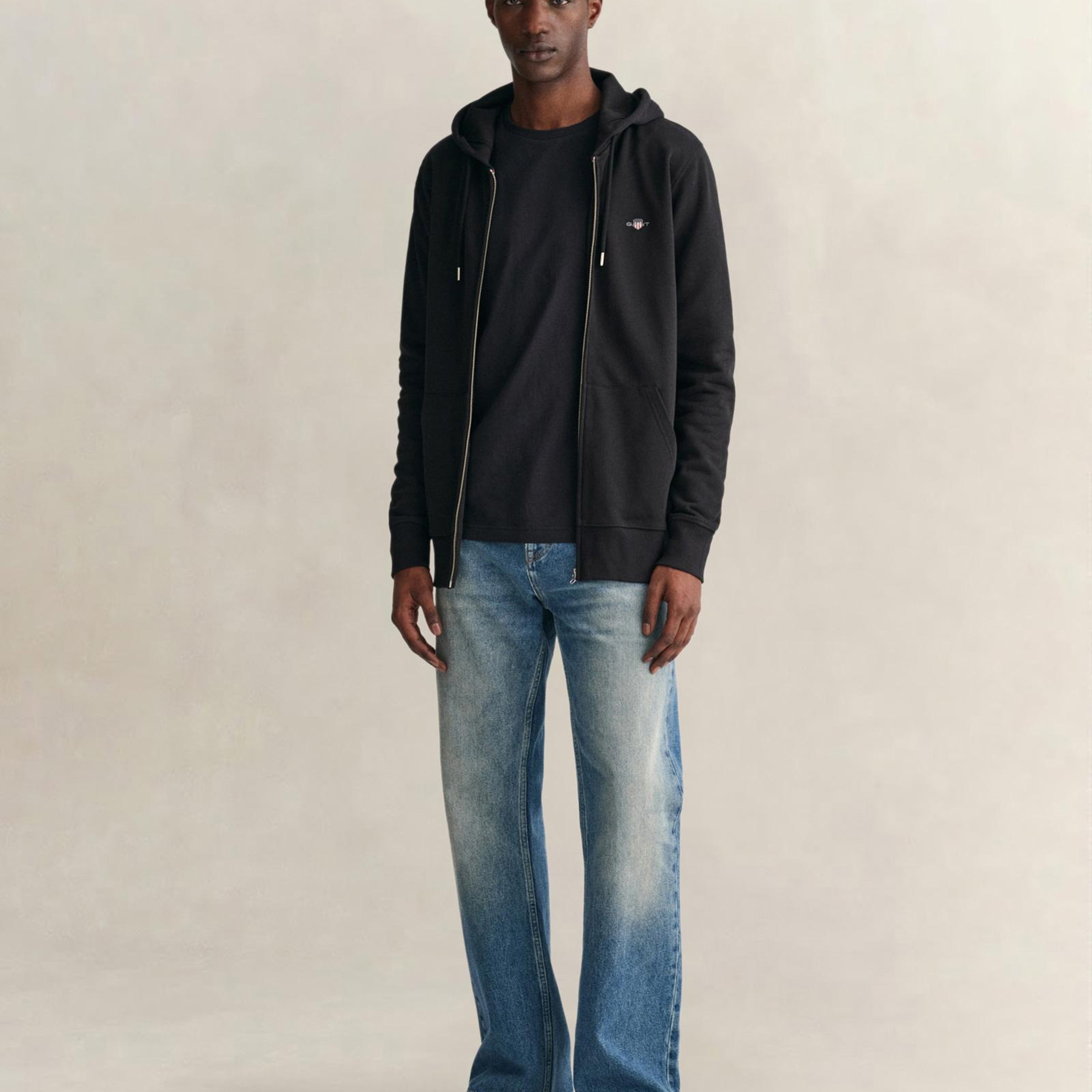 GANT Erkek Siyah Regular Fit Fermuarlı Sweatshirt