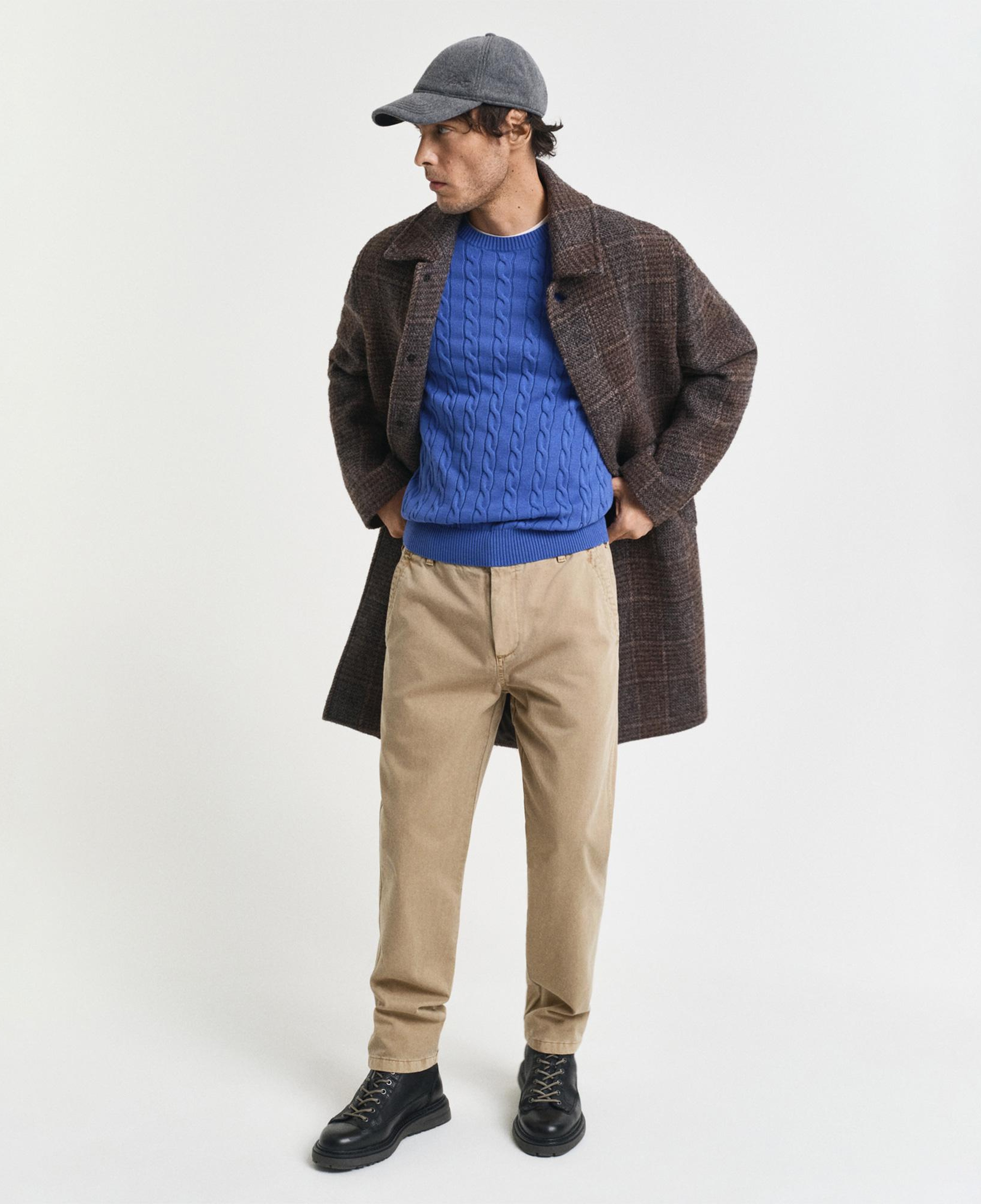 GANT Erkek Mavi Regular Fit Bisiklet Yaka Örgü Kazak