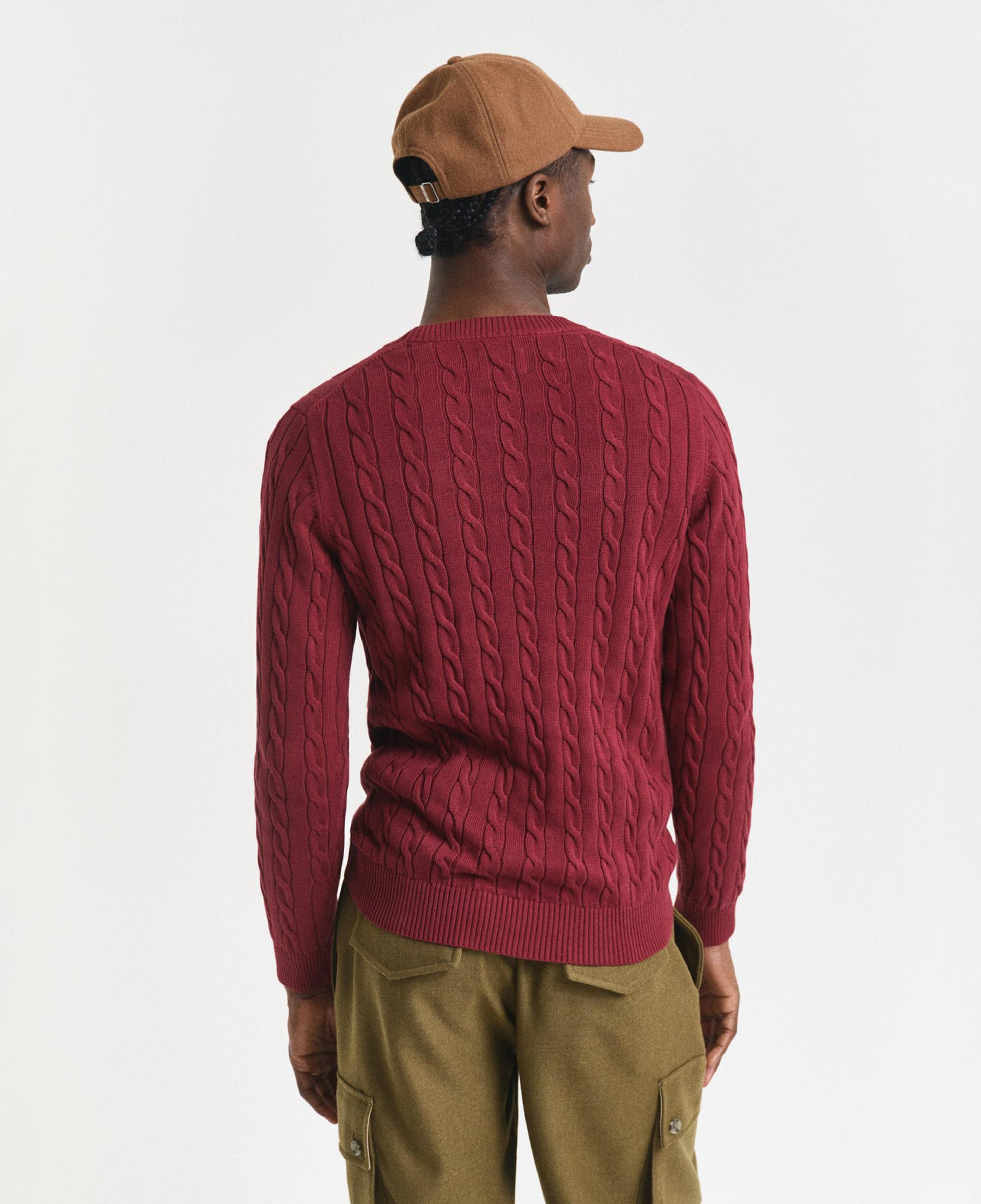 GANT Erkek Bordo Regular Fit Bisiklet Yaka Örgü Kazak