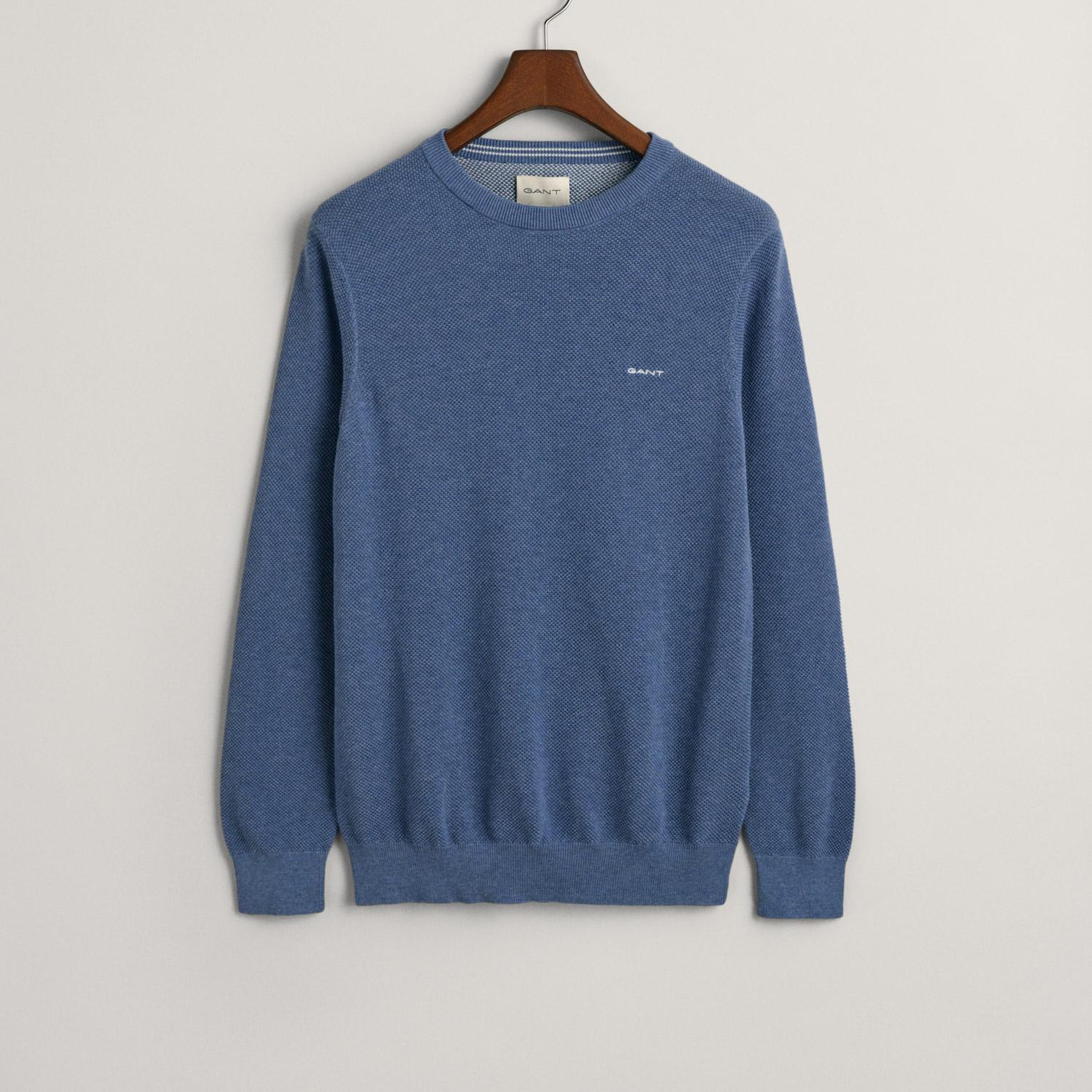 GANT Erkek Mavi Regular Fit Bisiklet Yaka Kazak