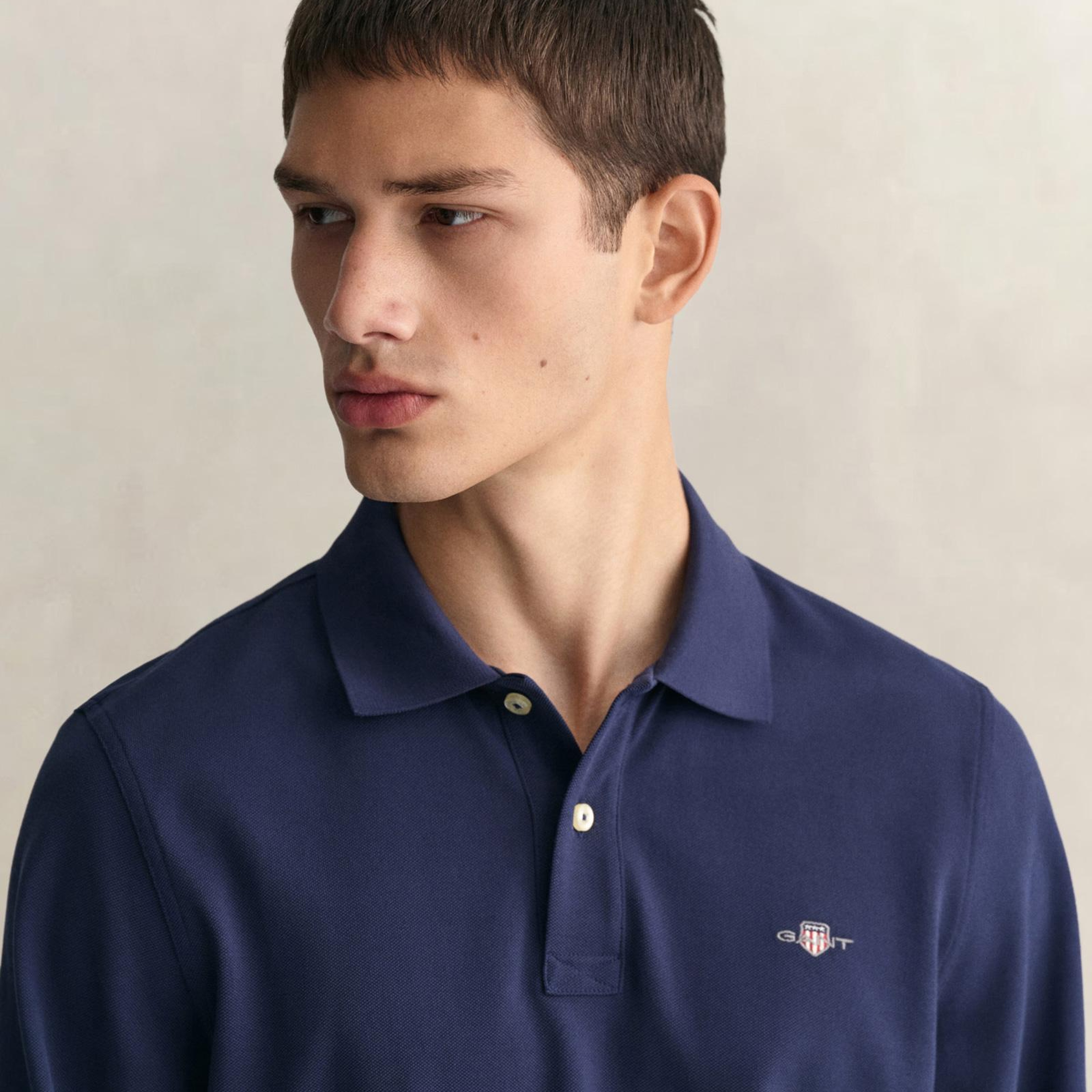 GANT Erkek Lacivert Regular Fit Uzun Kollu Polo