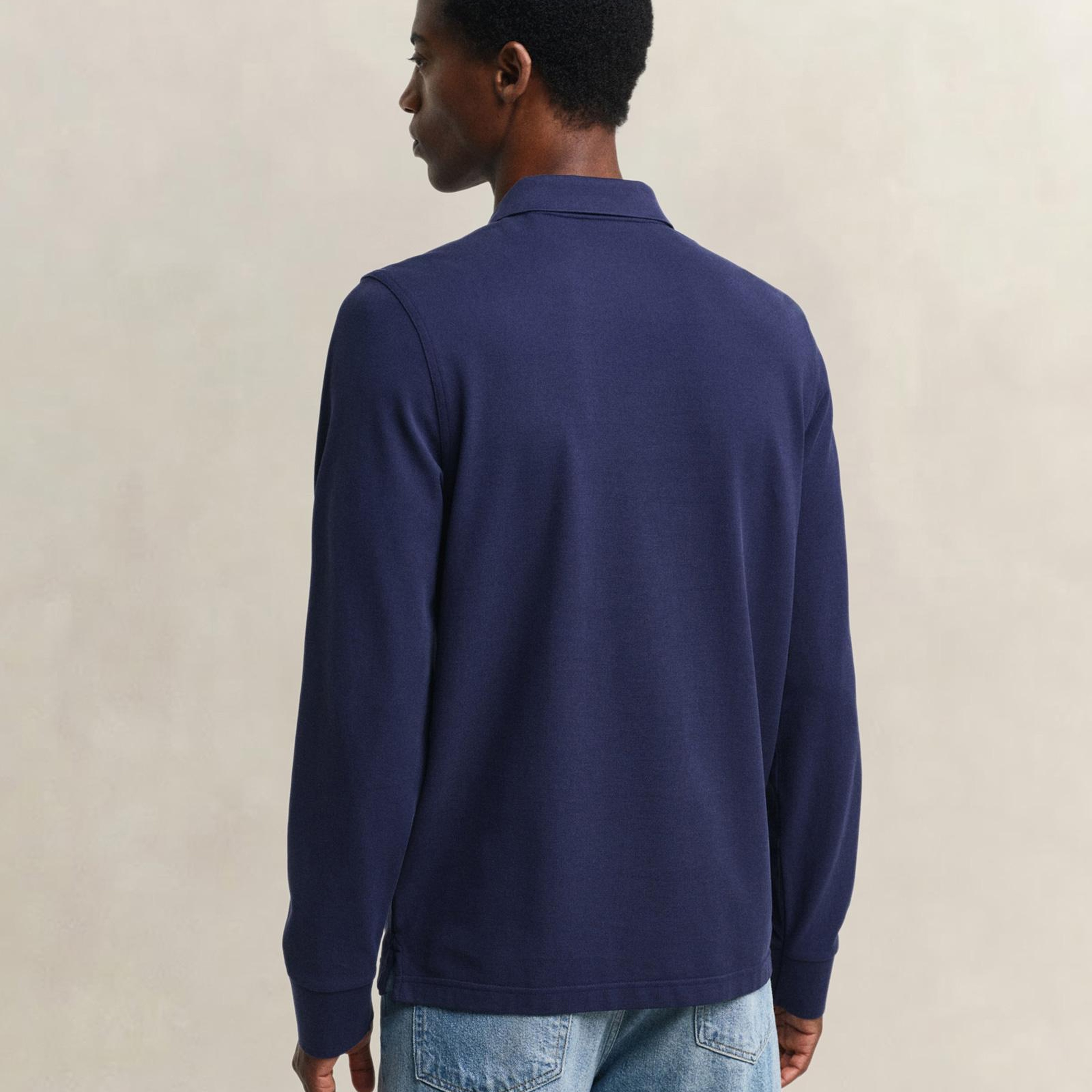 GANT Erkek Lacivert Regular Fit Uzun Kollu Polo