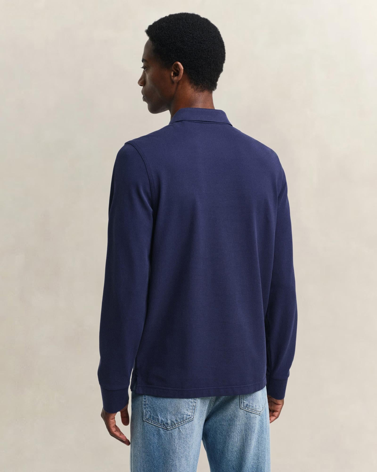GANT Erkek Lacivert Regular Fit Uzun Kollu Polo