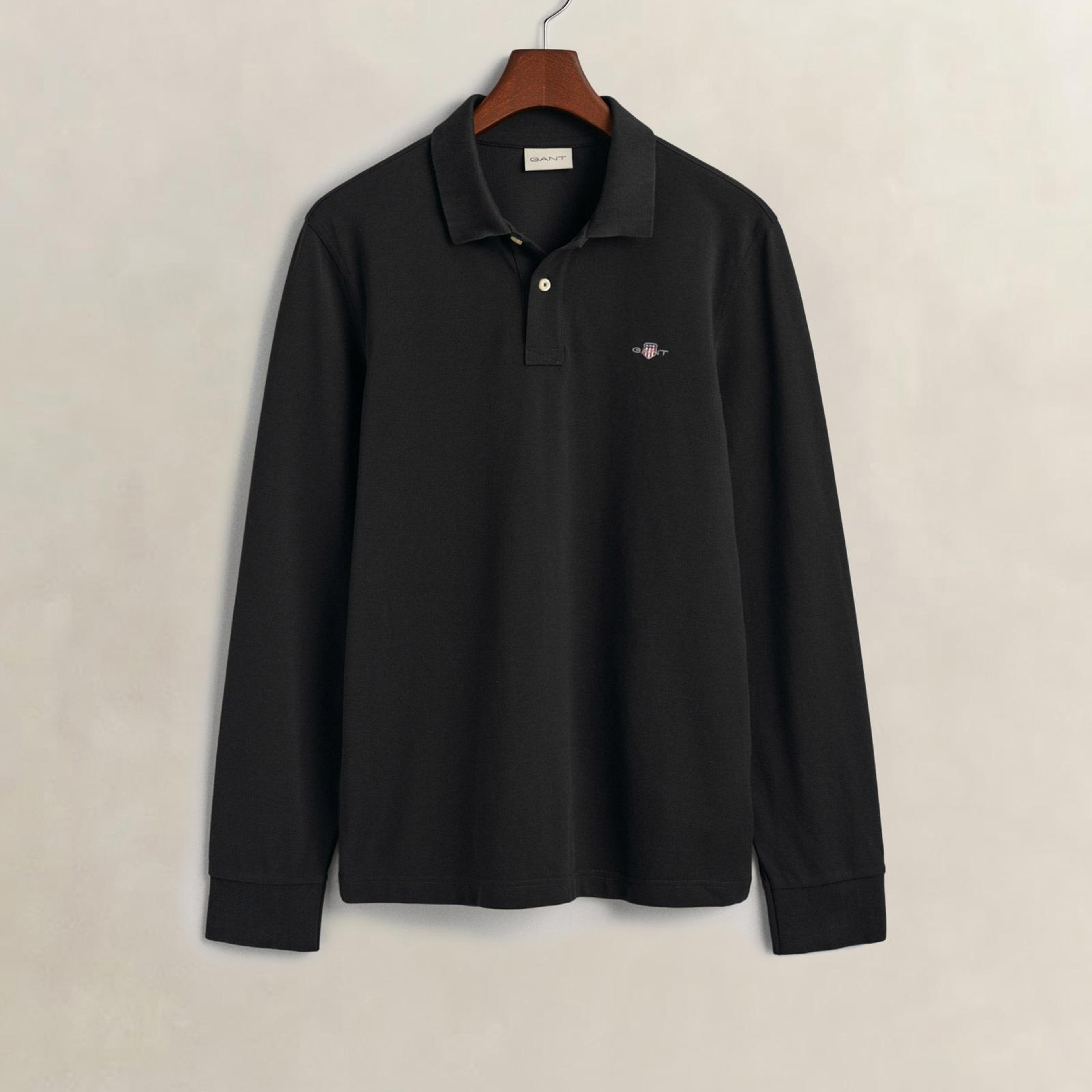 GANT Erkek Siyah Regular Fit Uzun Kollu Polo