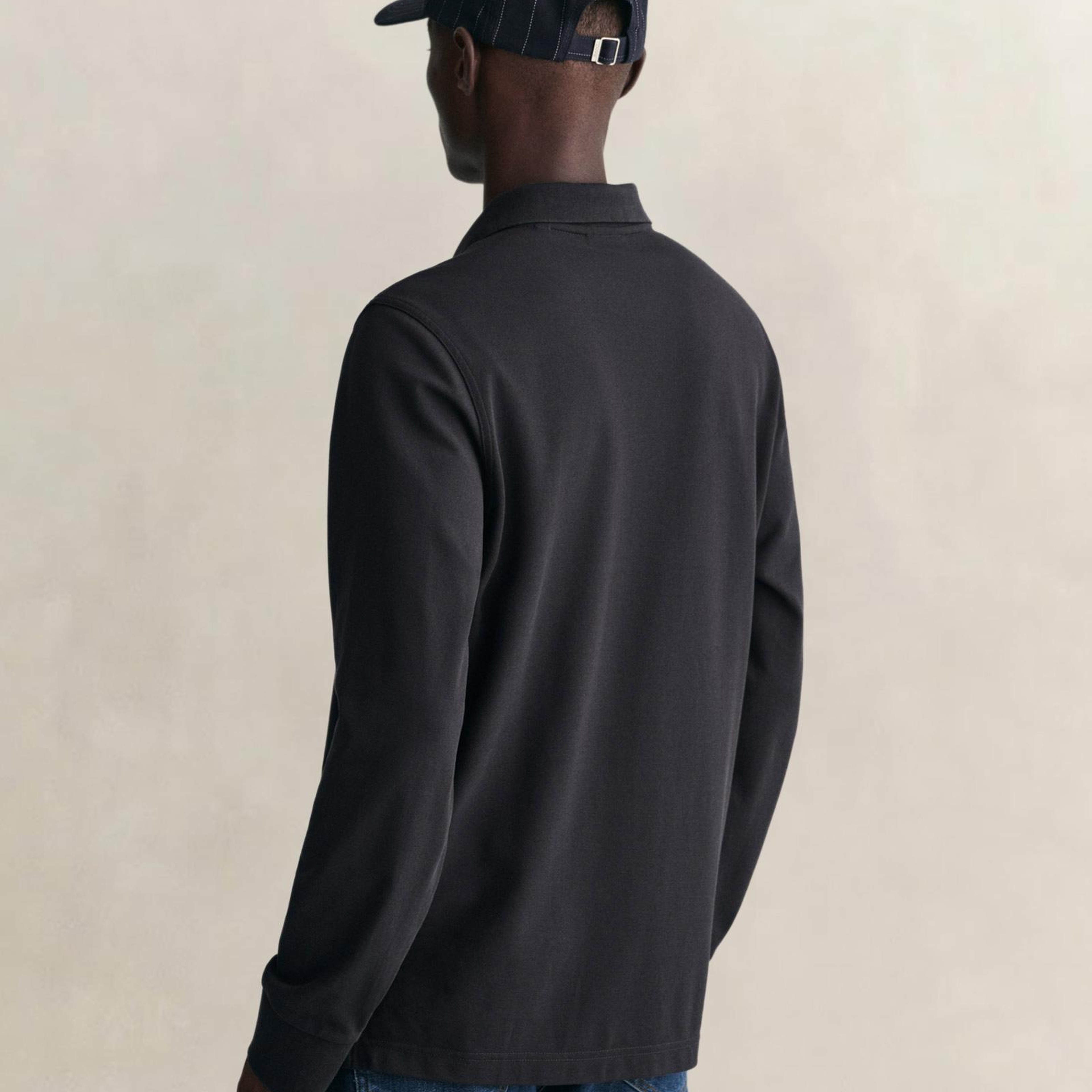 GANT Erkek Siyah Regular Fit Uzun Kollu Polo