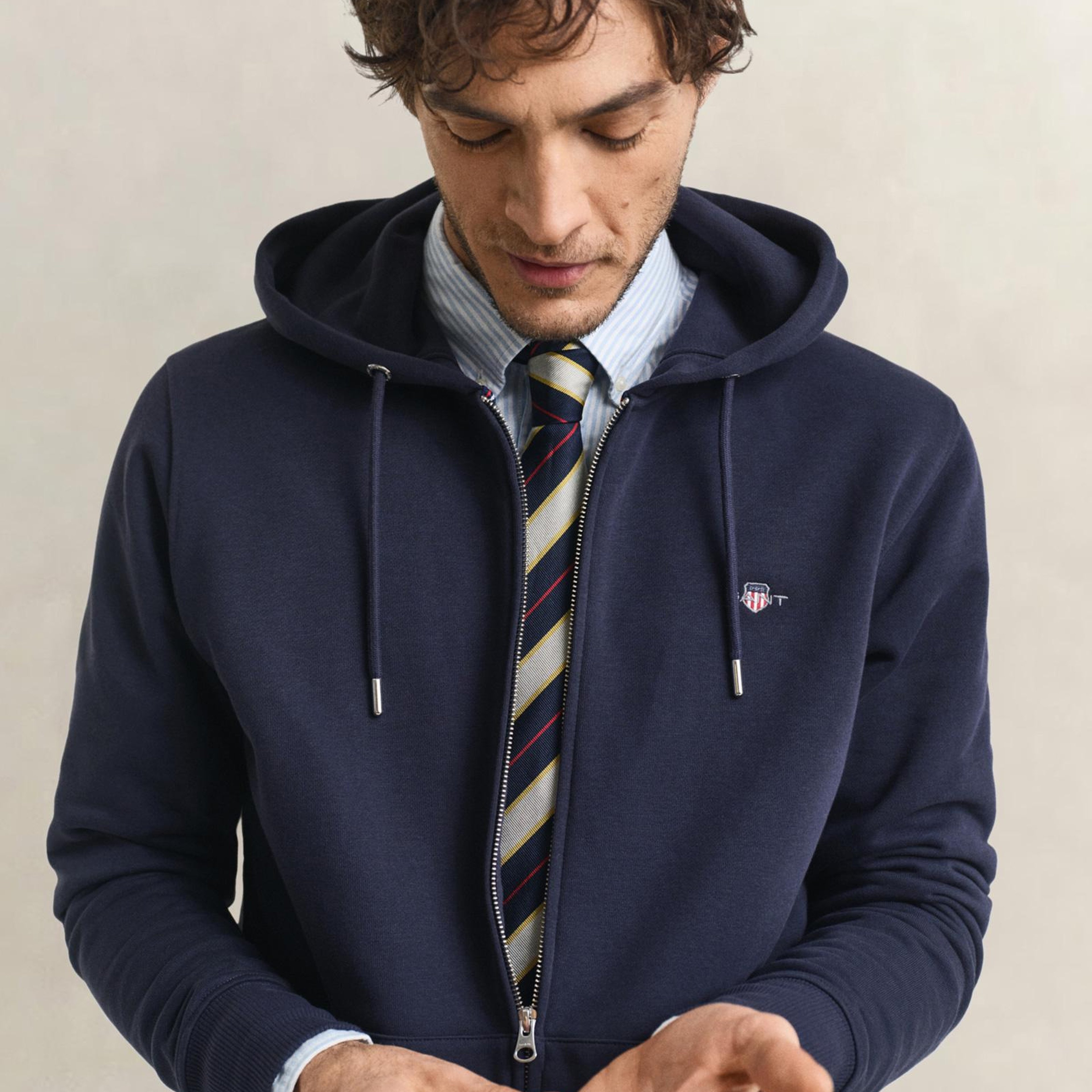 GANT Erkek Lacivert Regular Fit Fermuarlı Sweatshirt