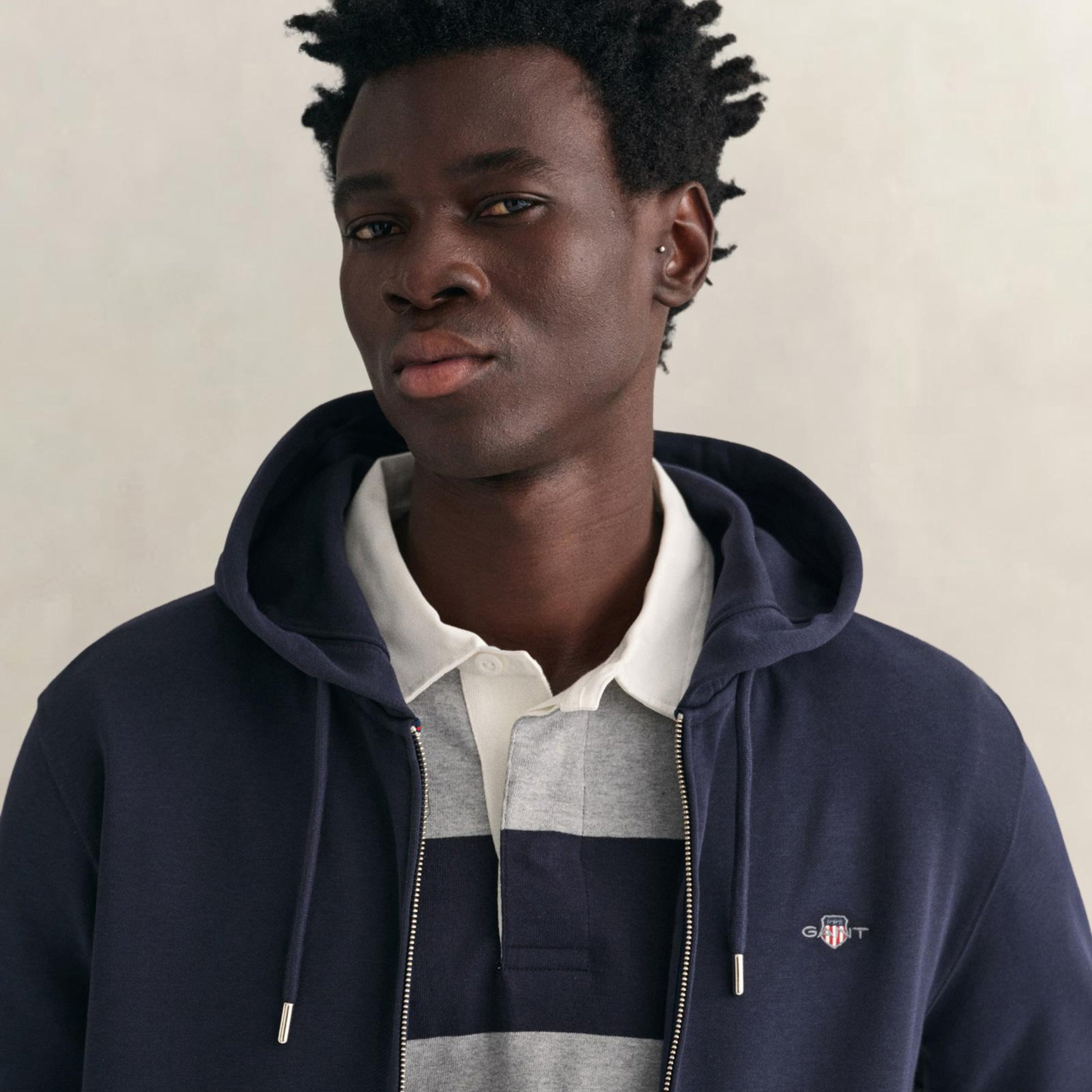 GANT Erkek Lacivert Regular Fit Fermuarlı Sweatshirt