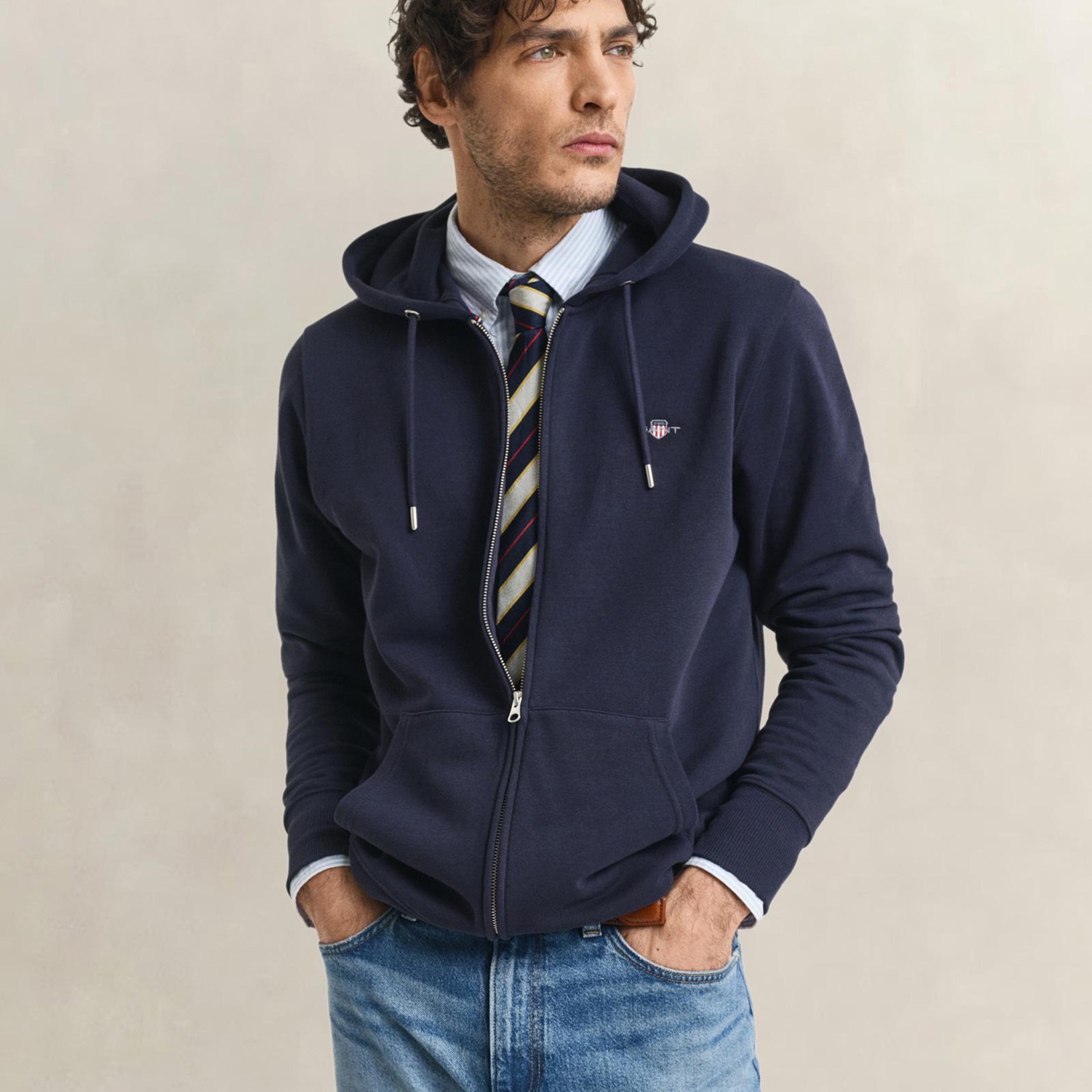 GANT Erkek Lacivert Regular Fit Fermuarlı Sweatshirt