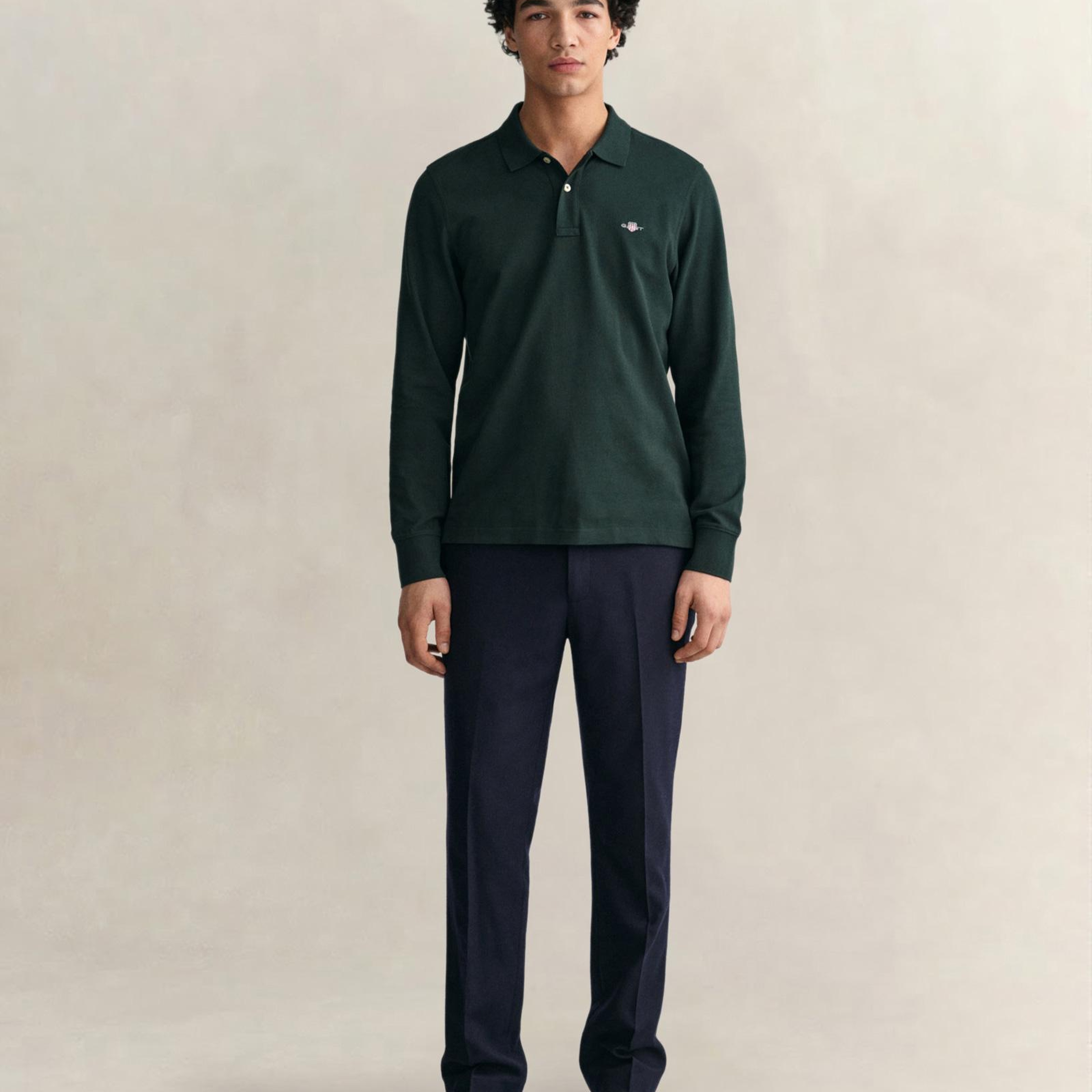 GANT Erkek Yeşil Regular Fit Uzun Kollu Polo