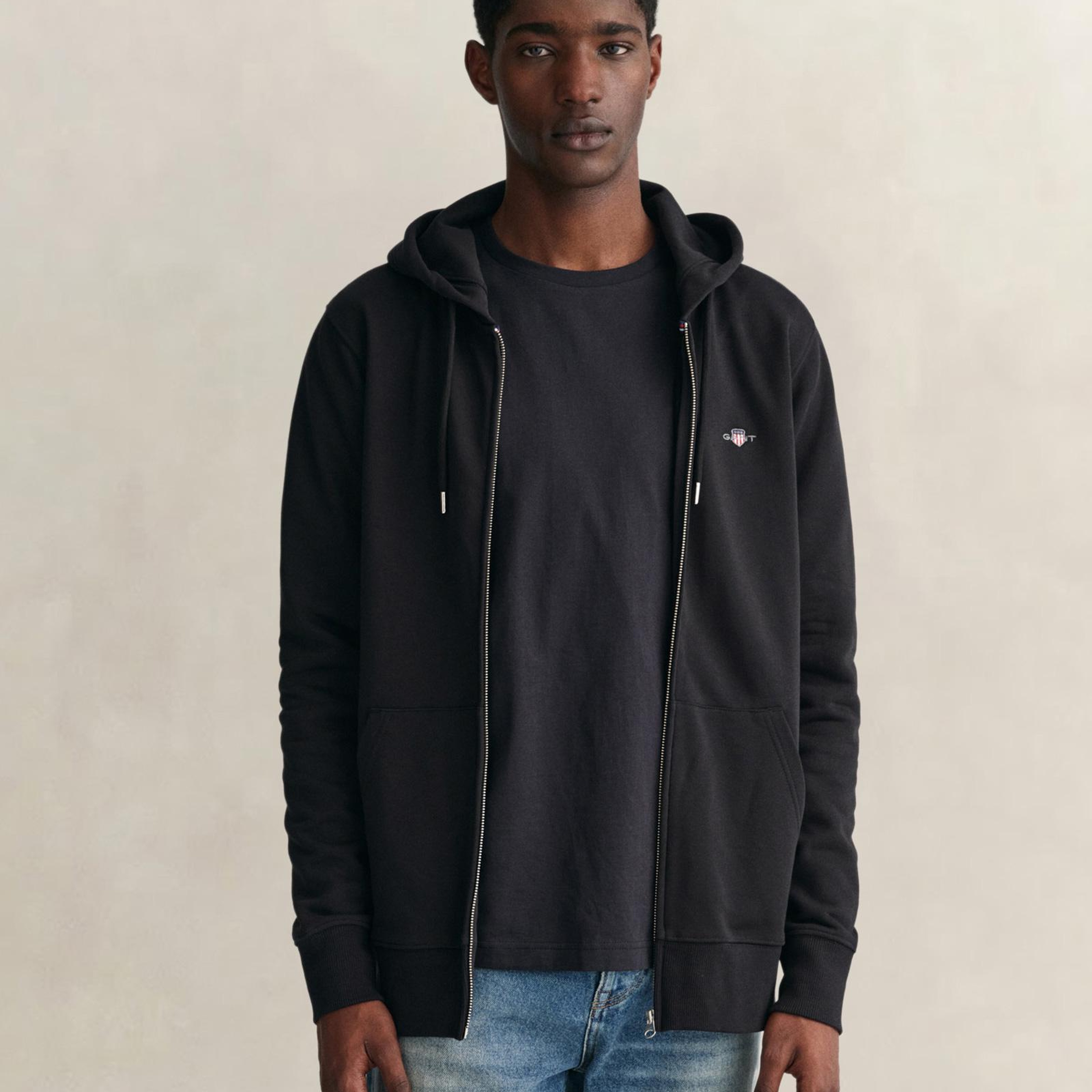 GANT Erkek Siyah Regular Fit Fermuarlı Sweatshirt