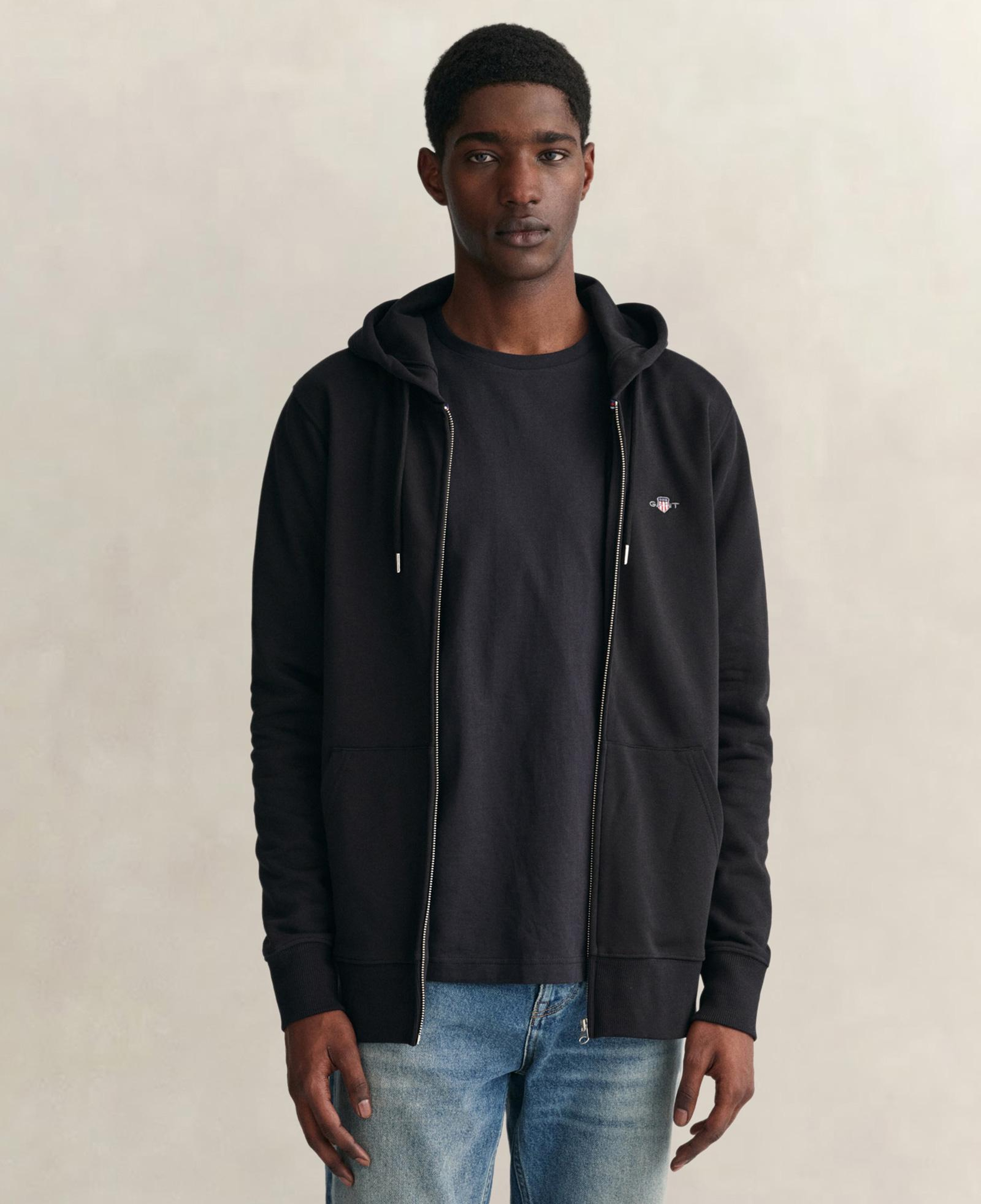 GANT Erkek Siyah Regular Fit Fermuarlı Sweatshirt