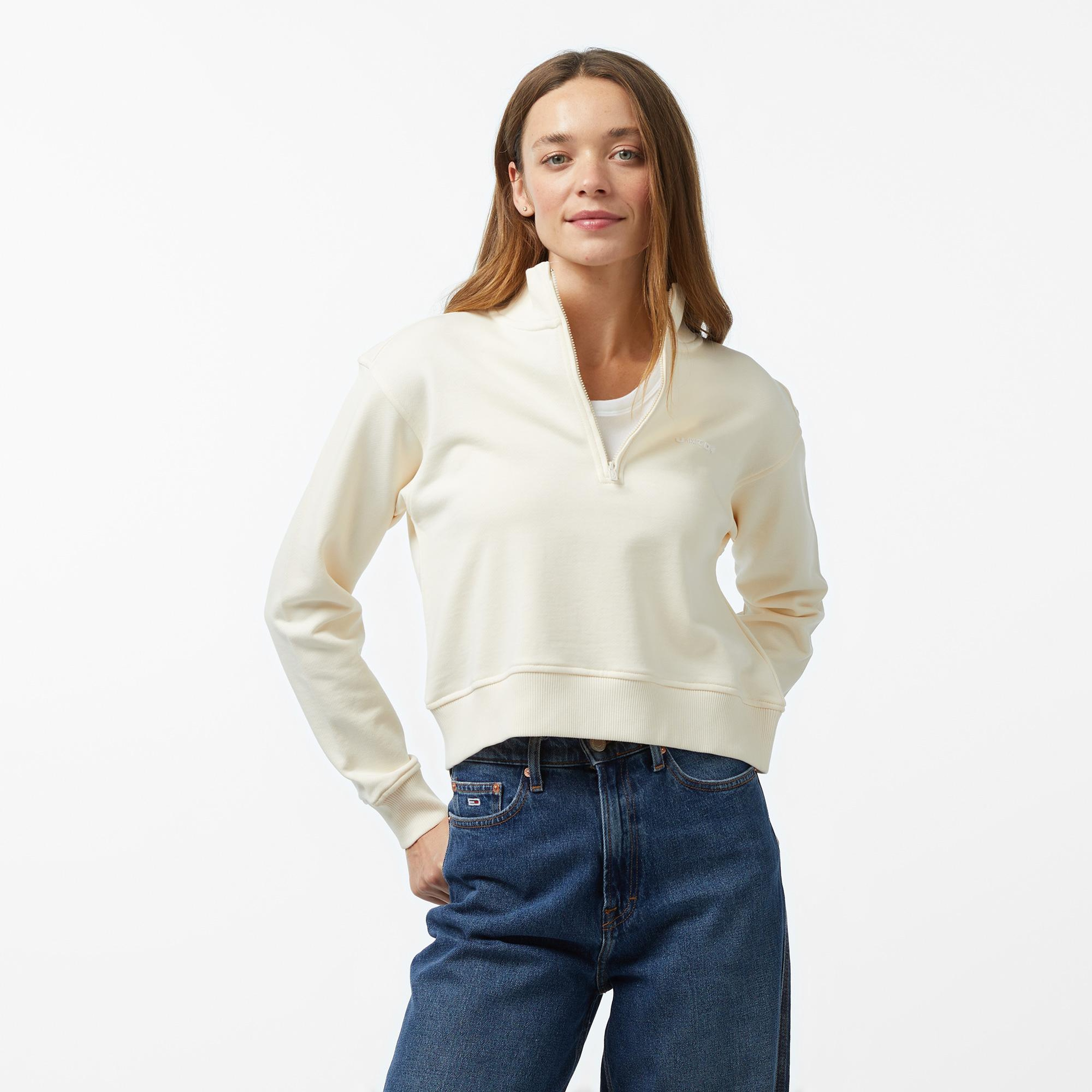 UNITED4 Cool Half Zip Kadın Krem Sweatshirt