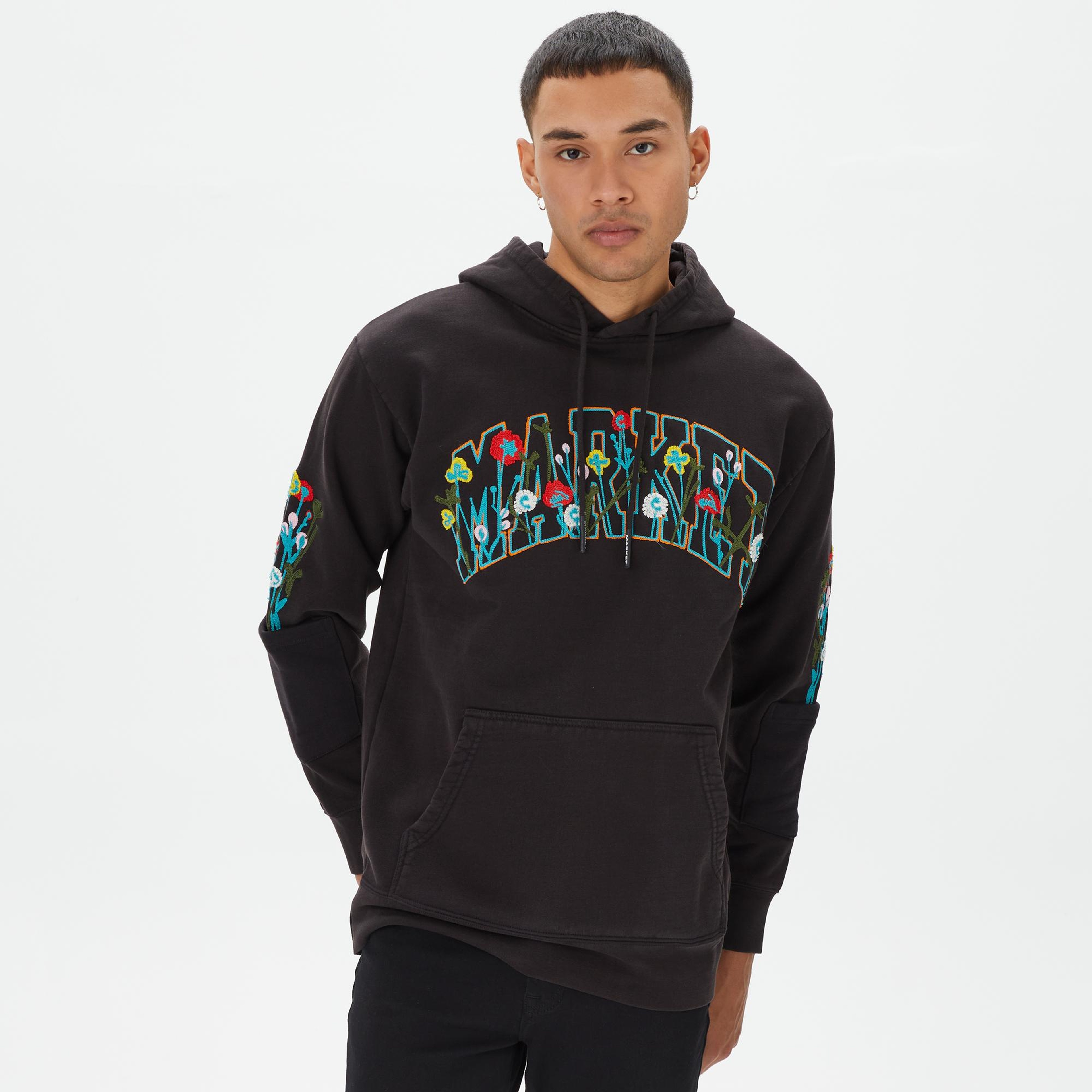 Market Bouquet Pullover Erkek Siyah Hoodie