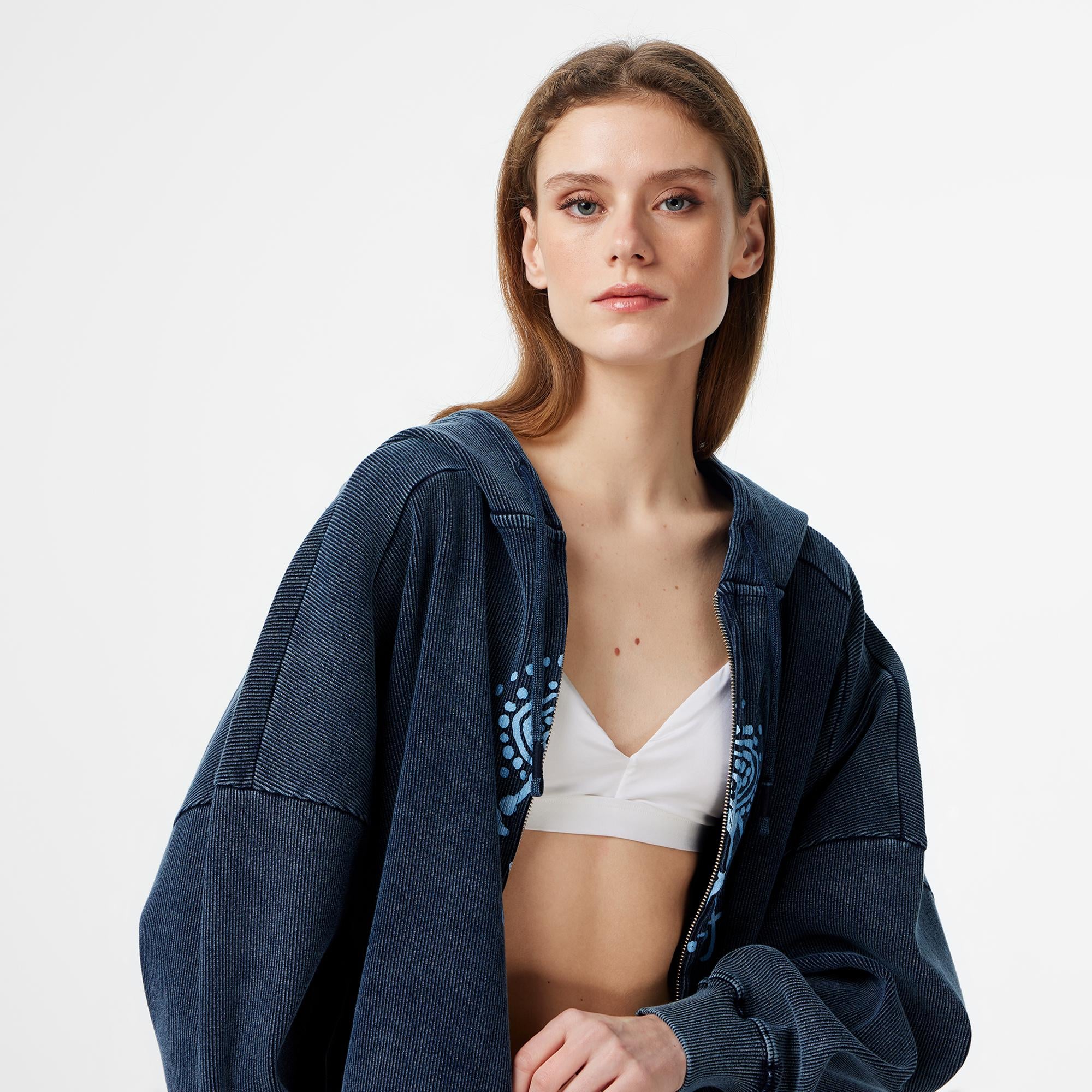 Les Benjamins Regular Fit Kadın Mavi Sweatshirt