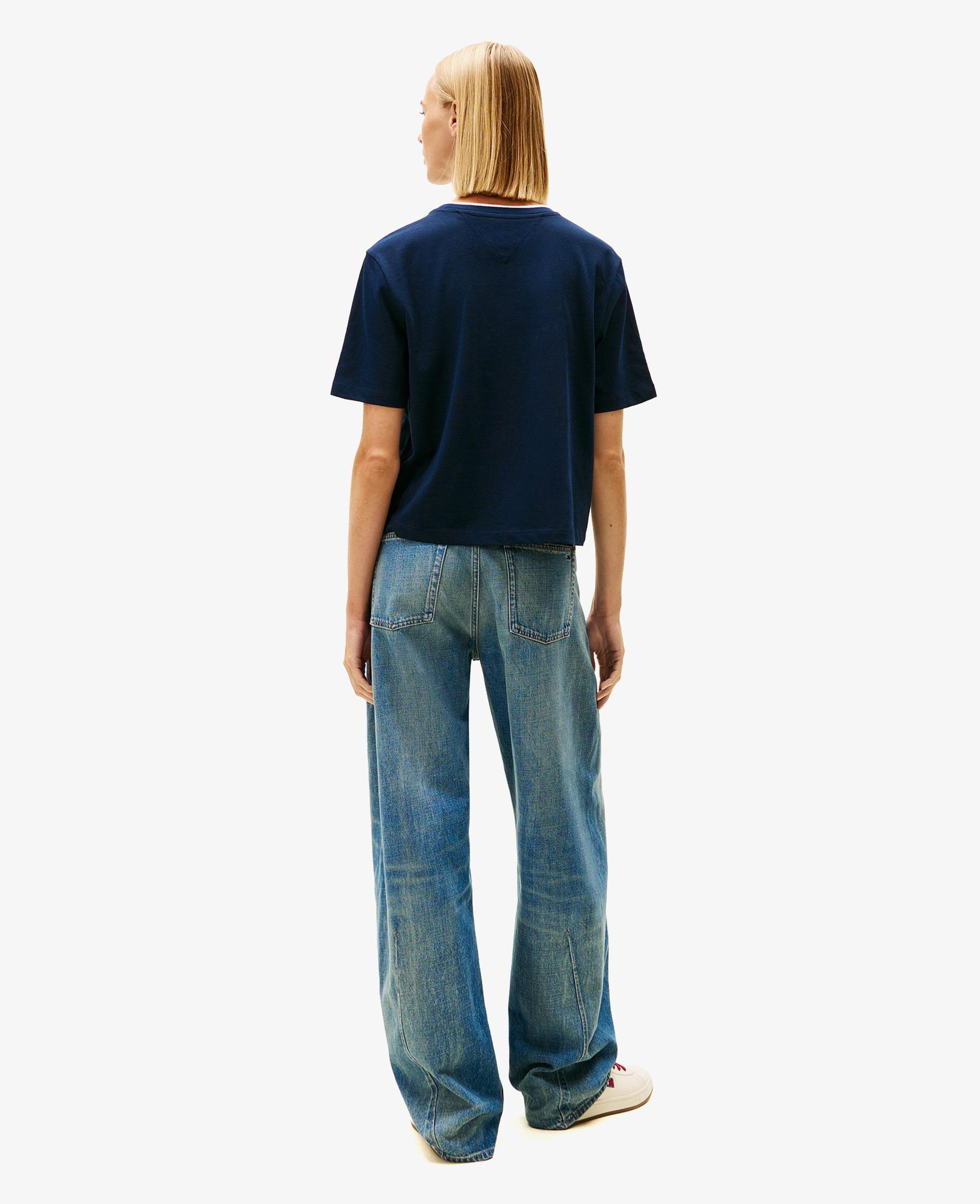 Tommy Hilfiger Boxy Tommy Applique Kadın Mavi T-Shirt