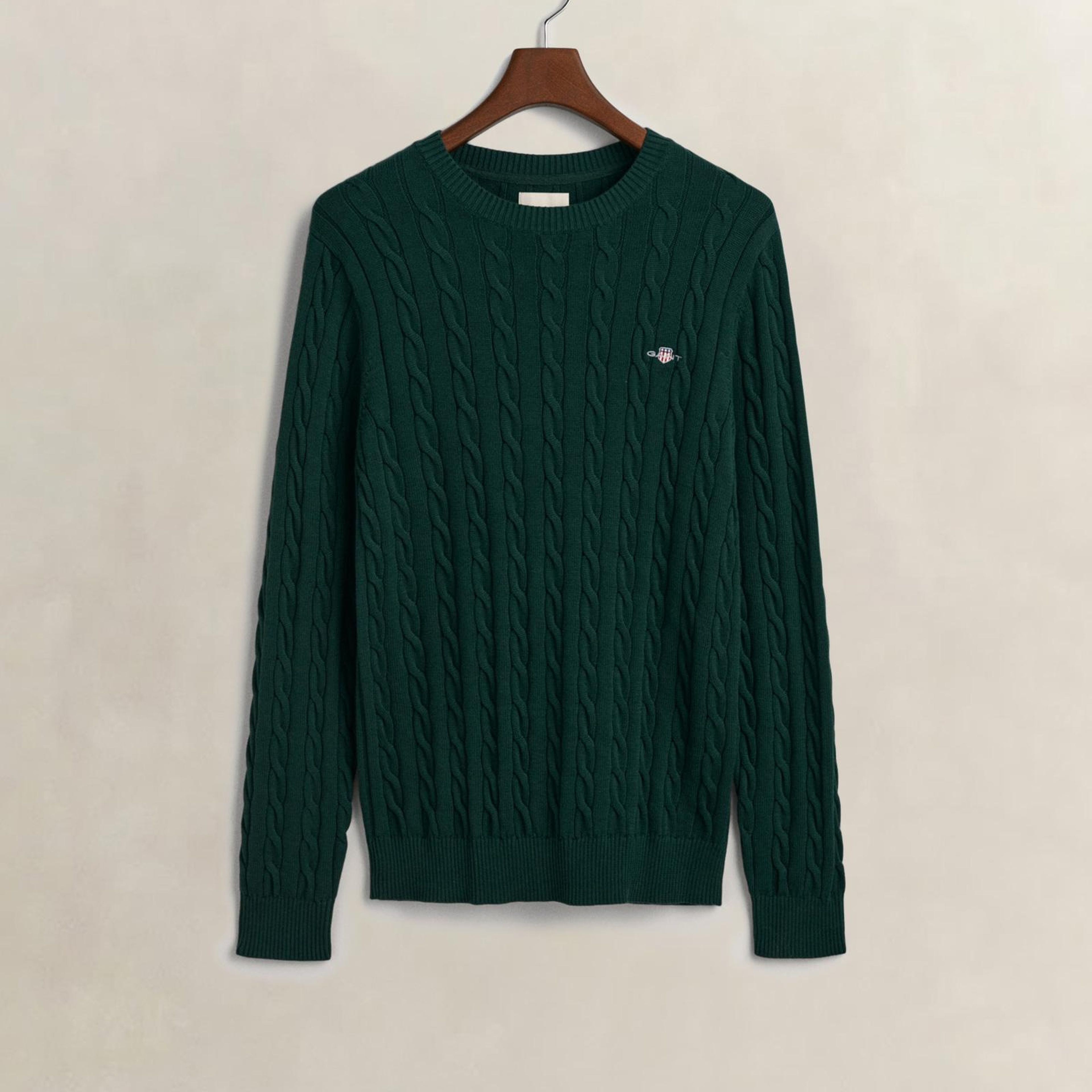 GANT Erkek Yeşil Regular Fit Bisiklet Yaka Kazak