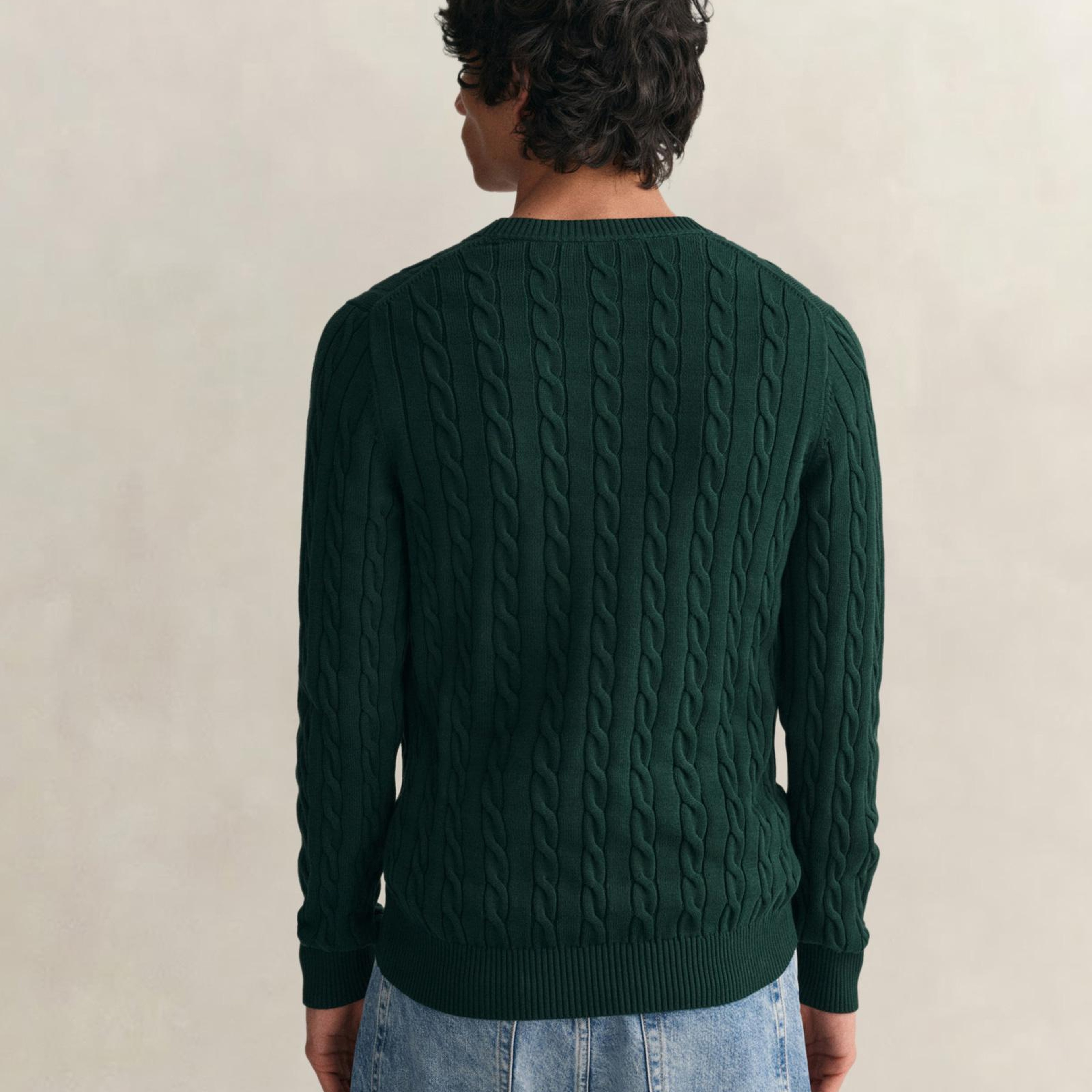 GANT Erkek Yeşil Regular Fit Bisiklet Yaka Kazak