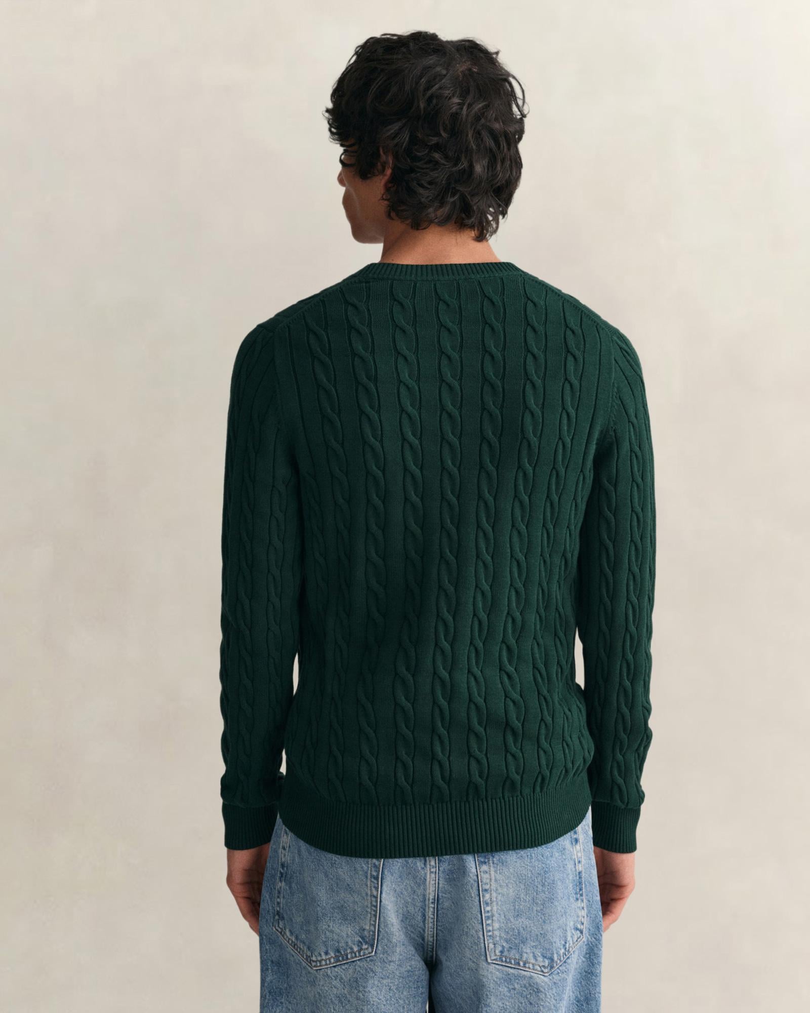 GANT Erkek Yeşil Regular Fit Bisiklet Yaka Kazak
