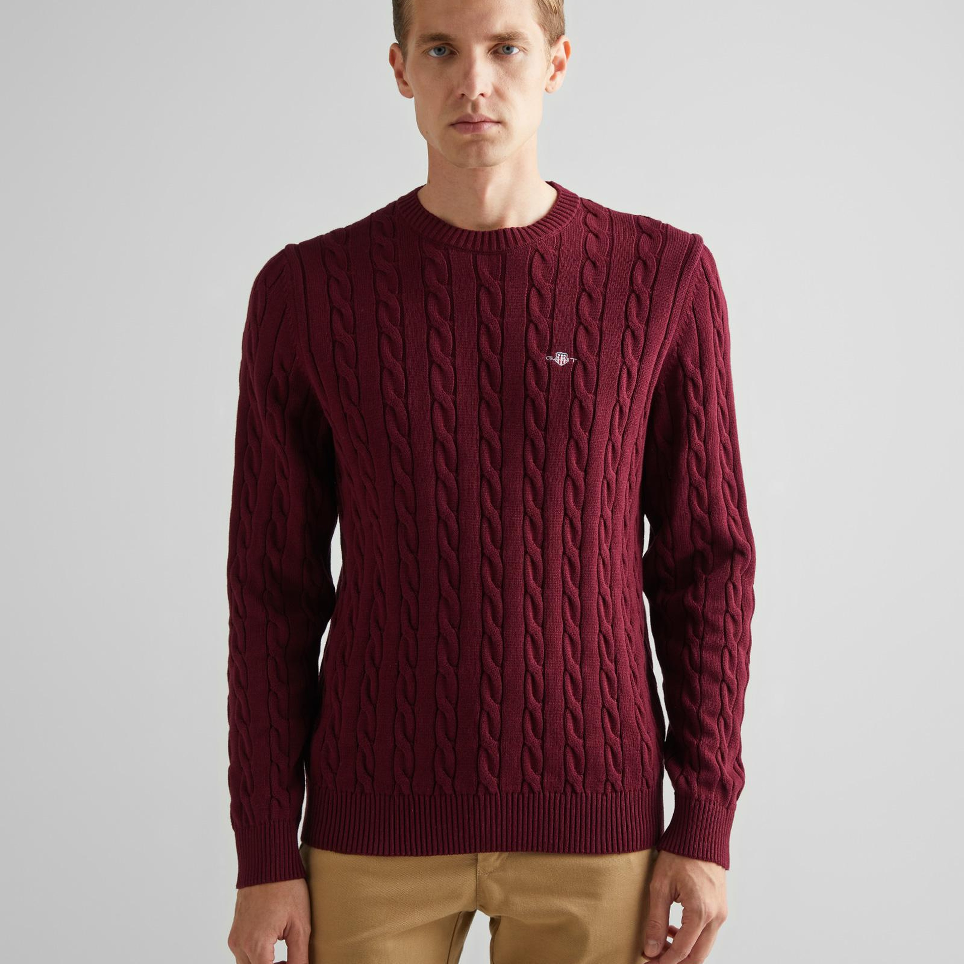 GANT Erkek Bordo Regular Fit Bisiklet Yaka Kazak