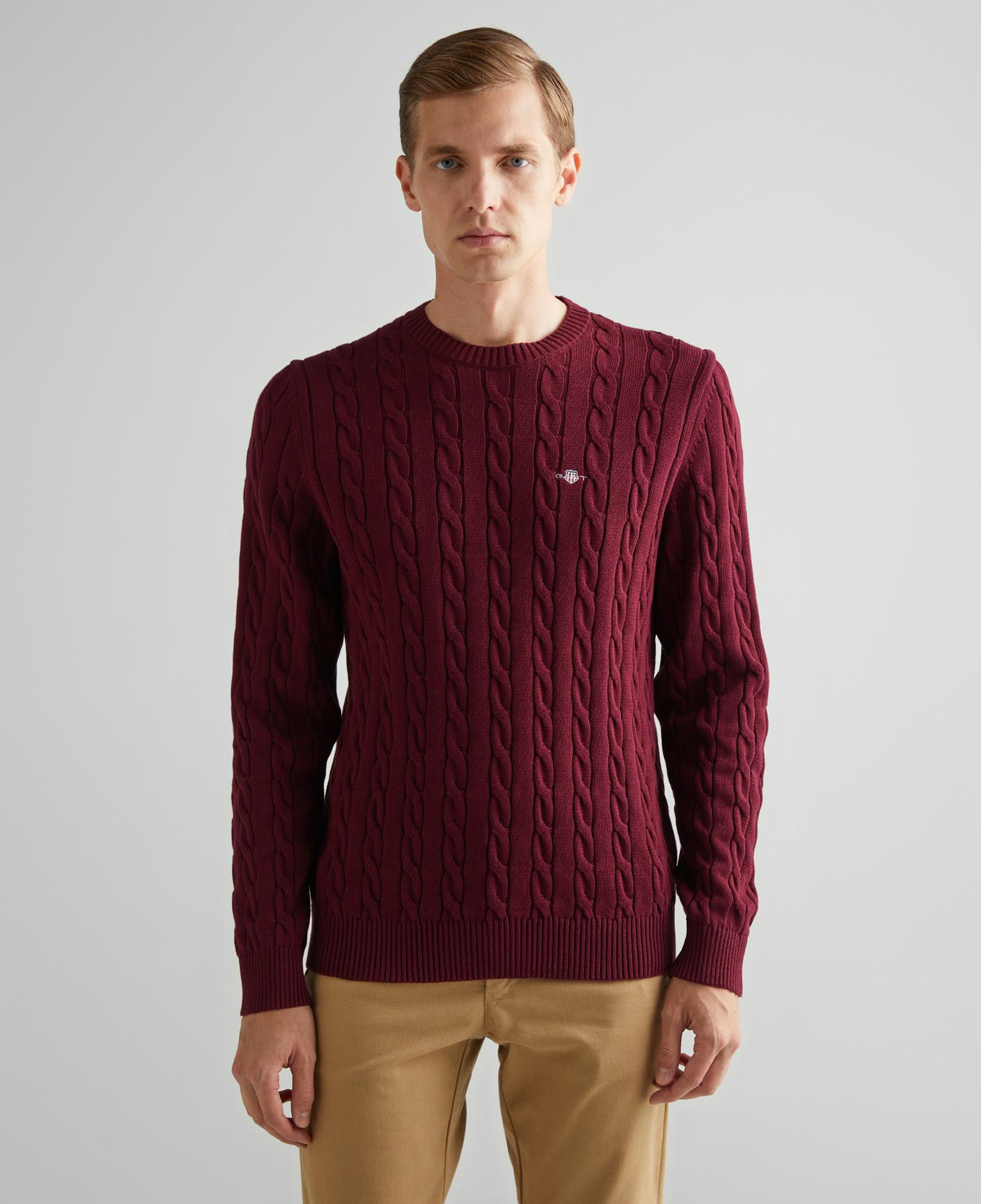 GANT Erkek Bordo Regular Fit Bisiklet Yaka Kazak