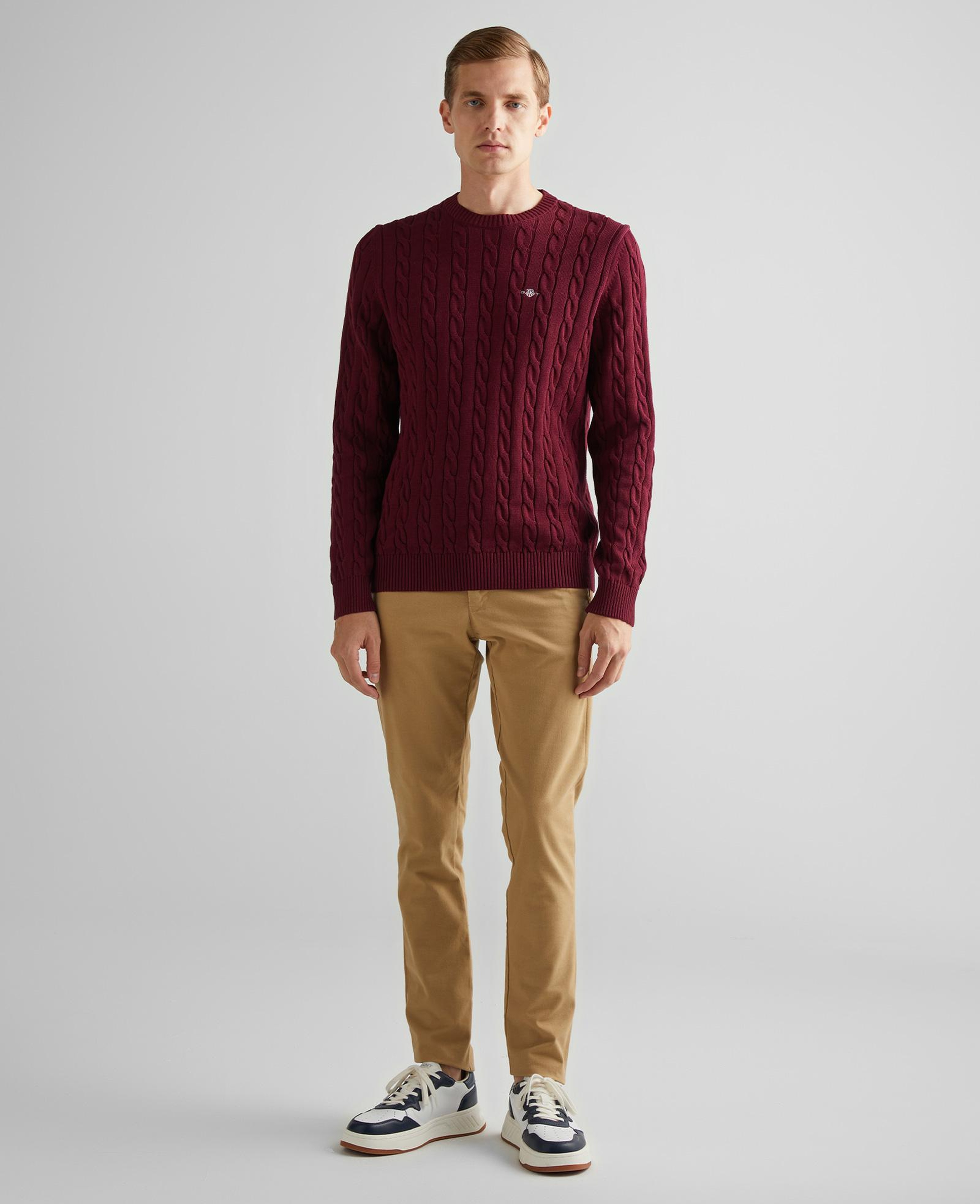 GANT Erkek Bordo Regular Fit Bisiklet Yaka Kazak