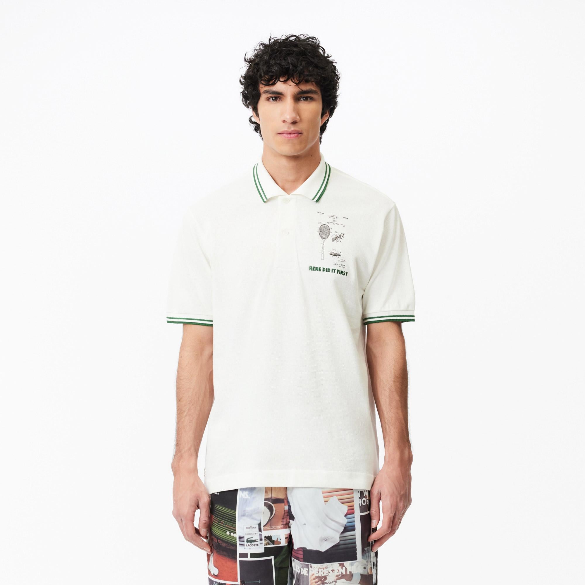 Lacoste L.12.12 Erkek Classic Fit Baskılı Beyaz Polo