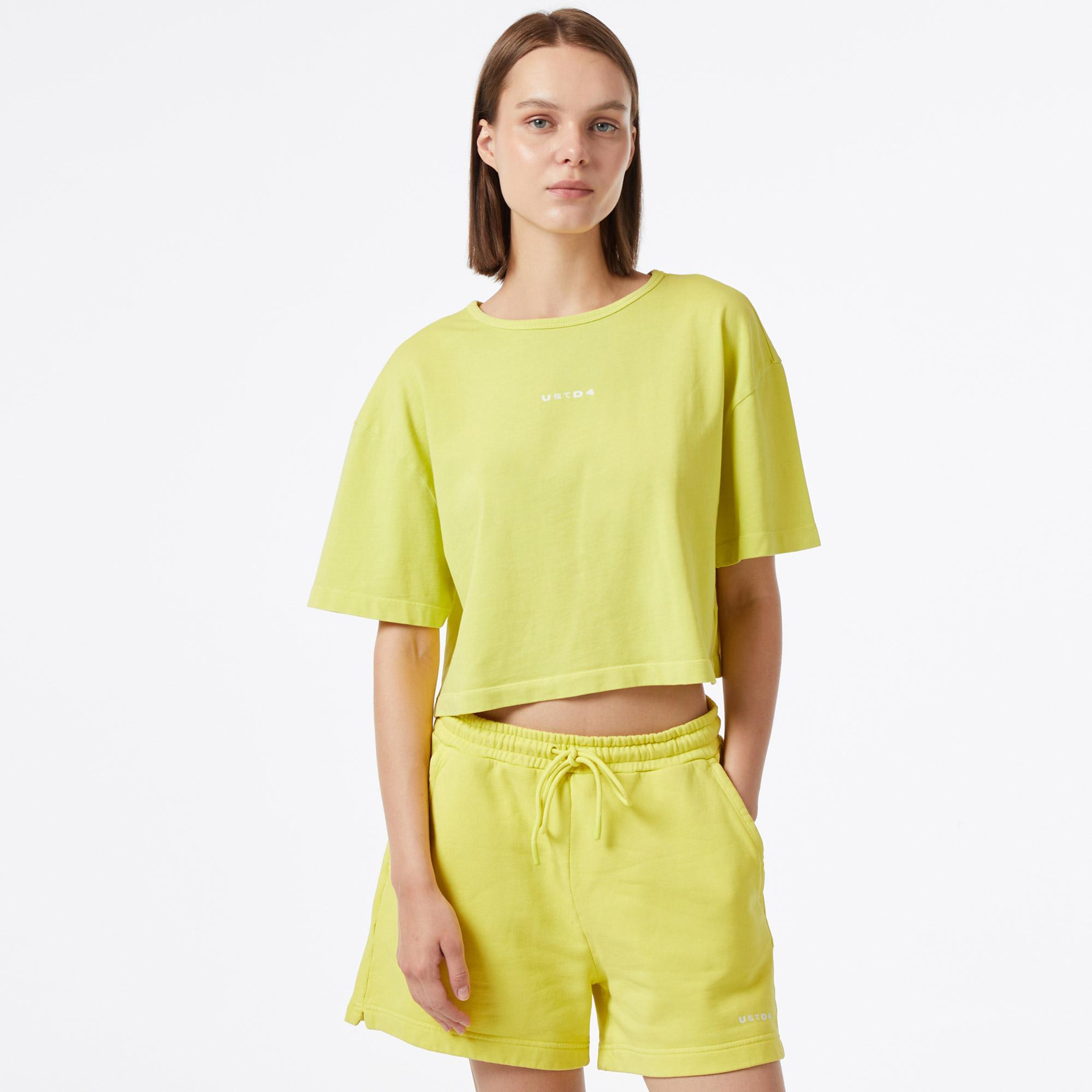 UNITED4 Essentials Kadın Sarı Crop T-Shirt