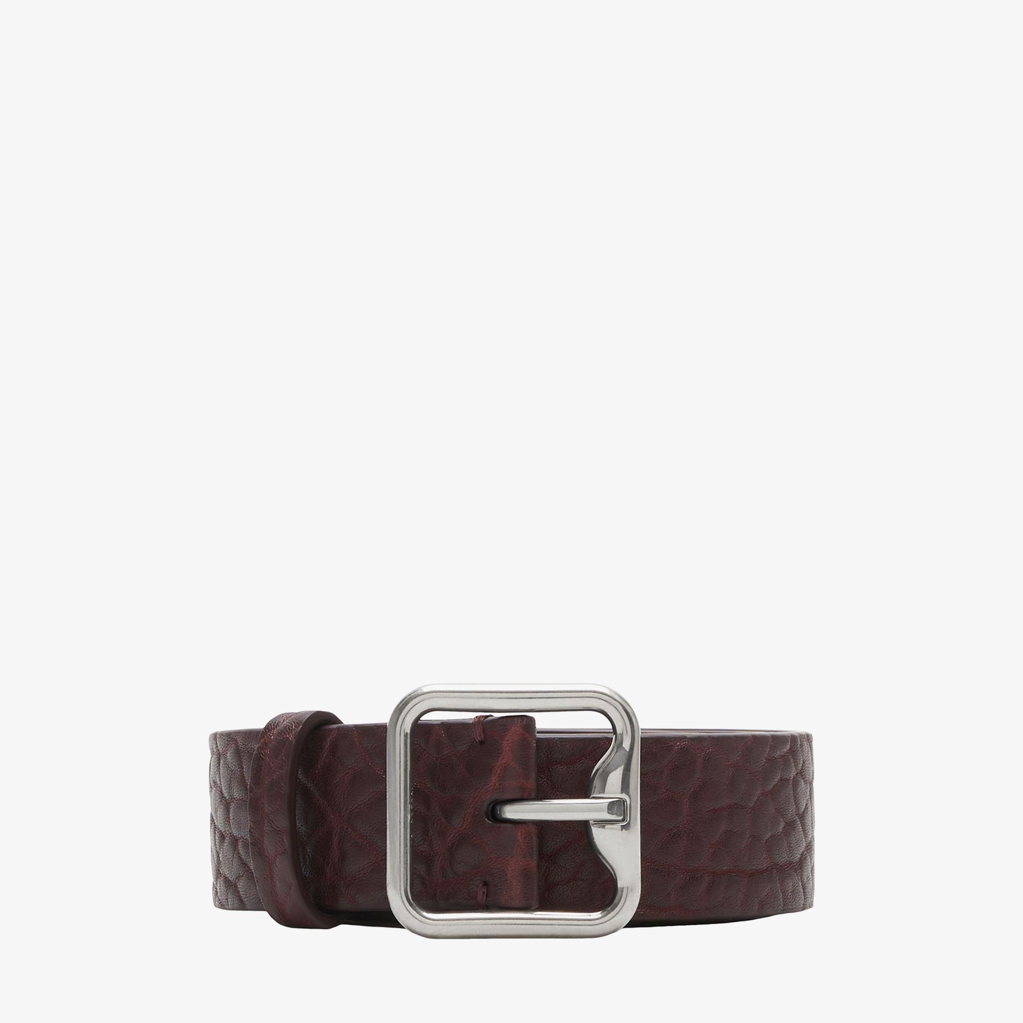 Burberry Erkek Bordo Deri Kemer