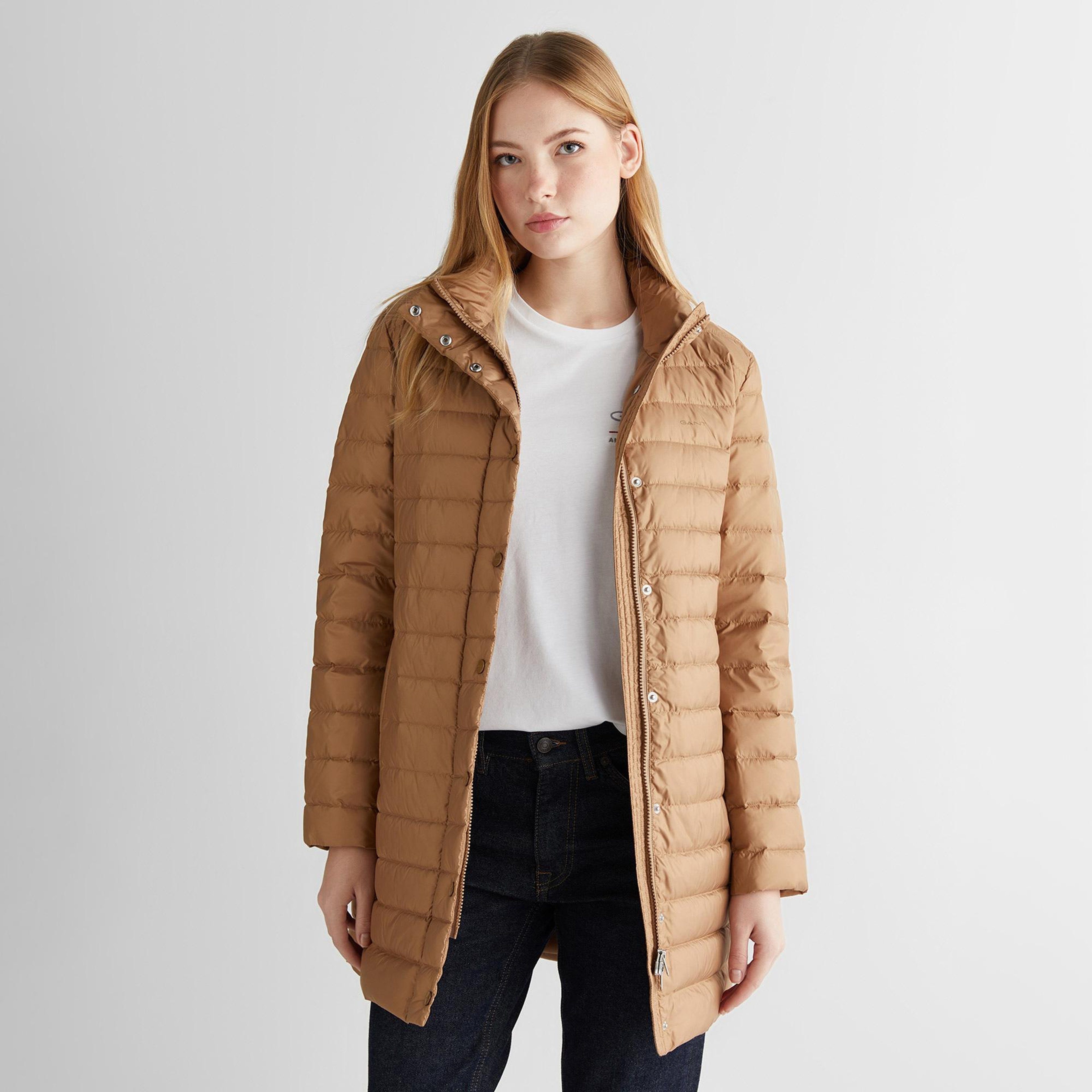 GANT Kadın Bej Regular Fit Fermuarlı Mont