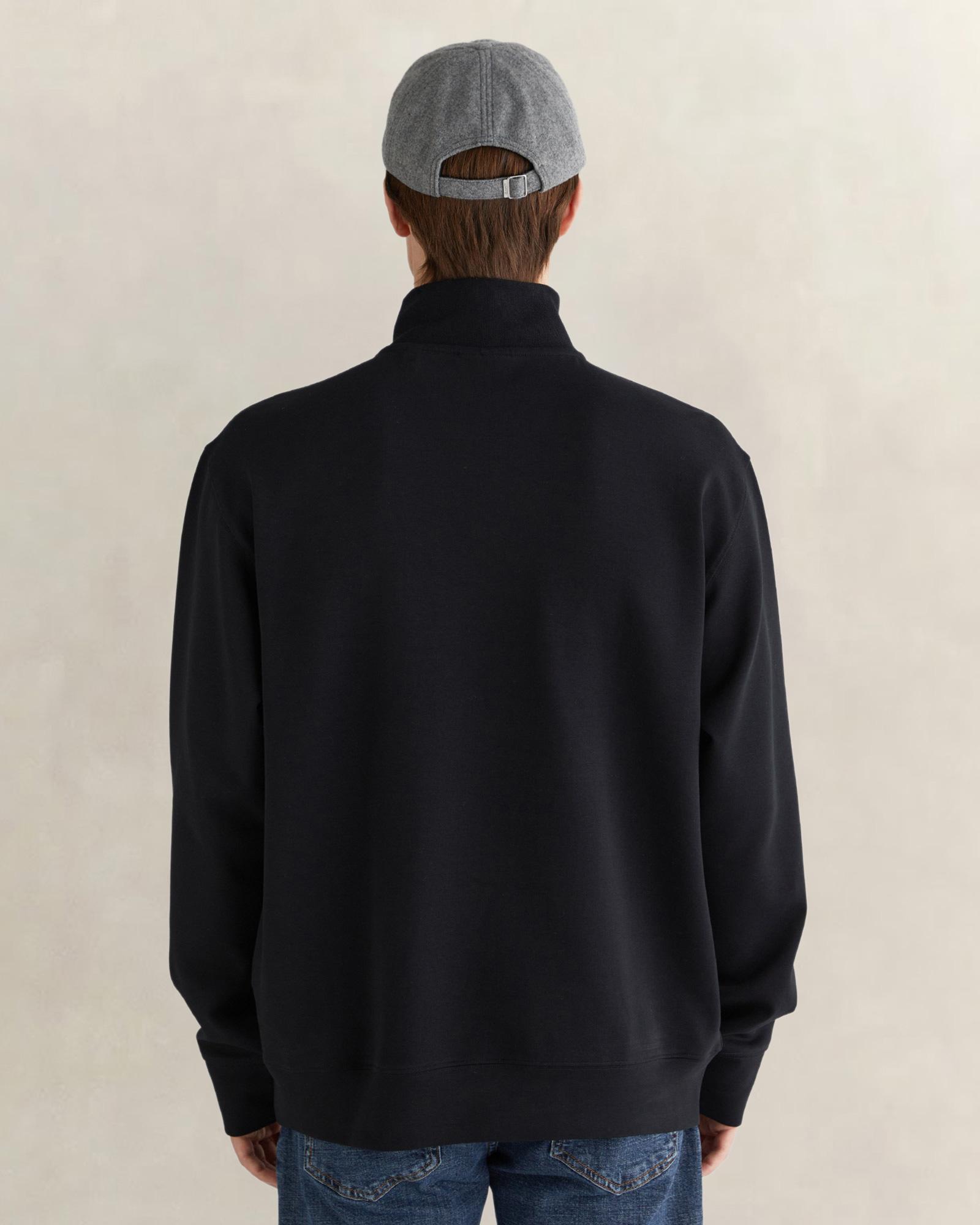 GANT Erkek Siyah Relaxed Fit Yarım Fermuarlı Sweatshirt
