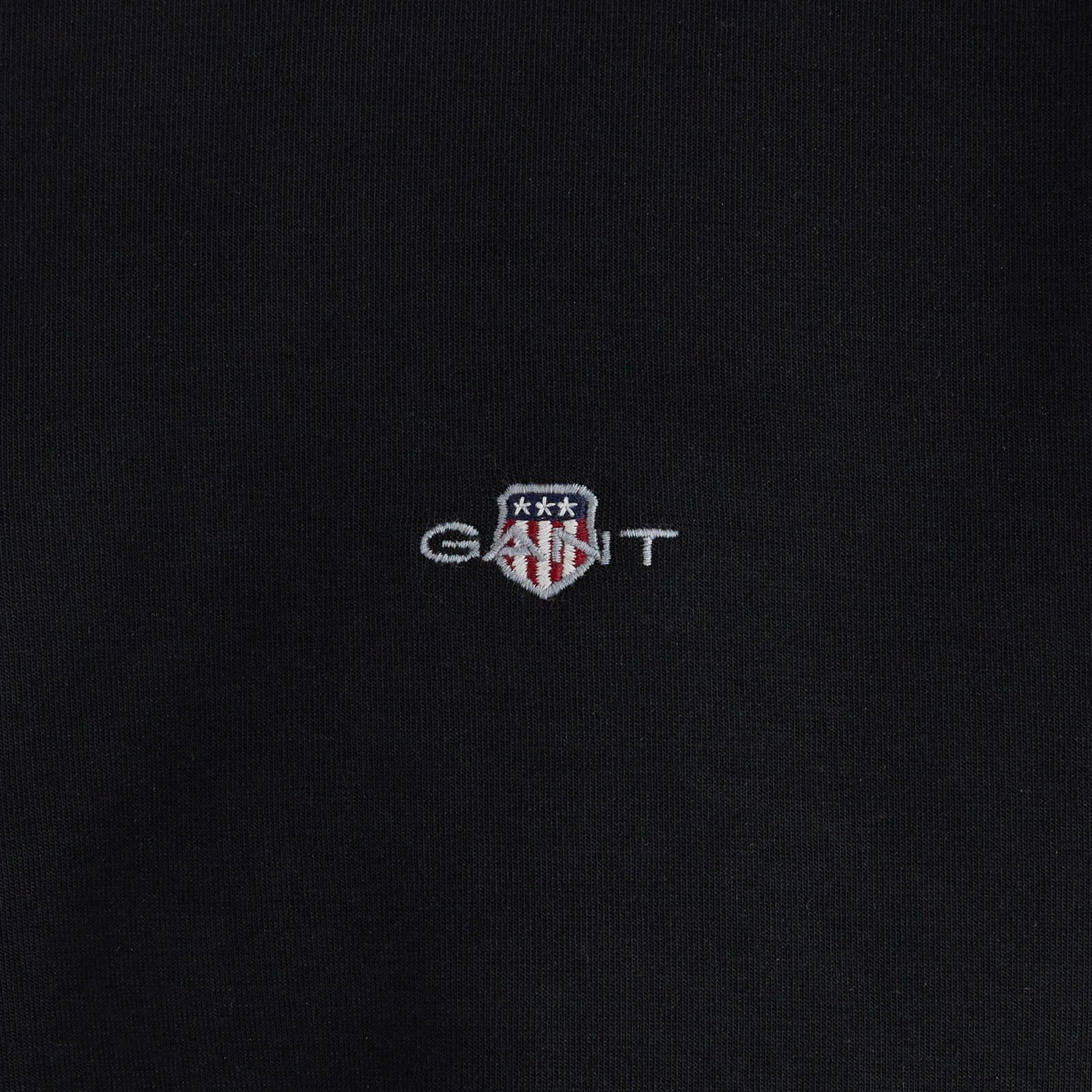 GANT Erkek Siyah Relaxed Fit Yarım Fermuarlı Sweatshirt