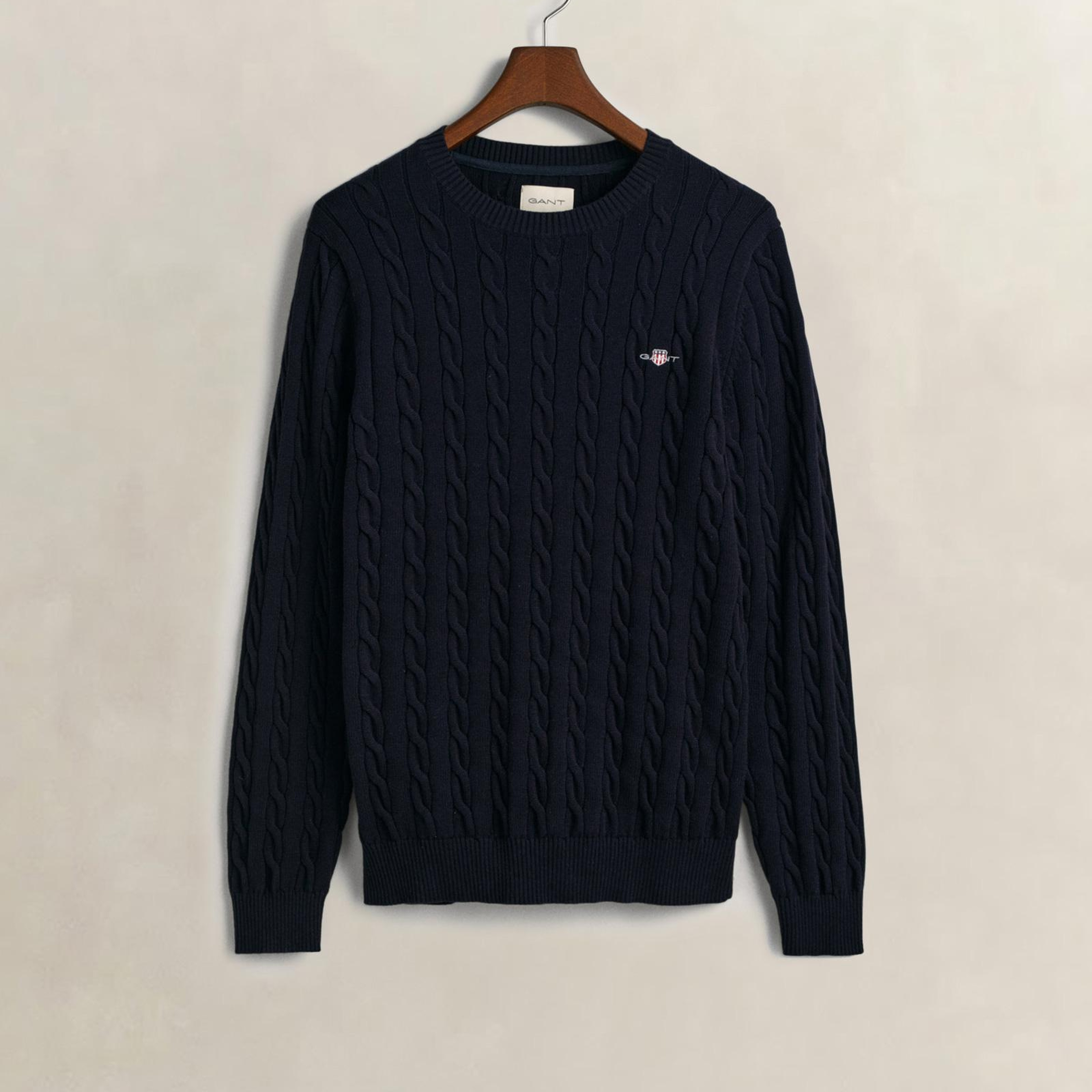 GANT Erkek Lacivert Regular Fit Bisiklet Yaka Örgü Kazak